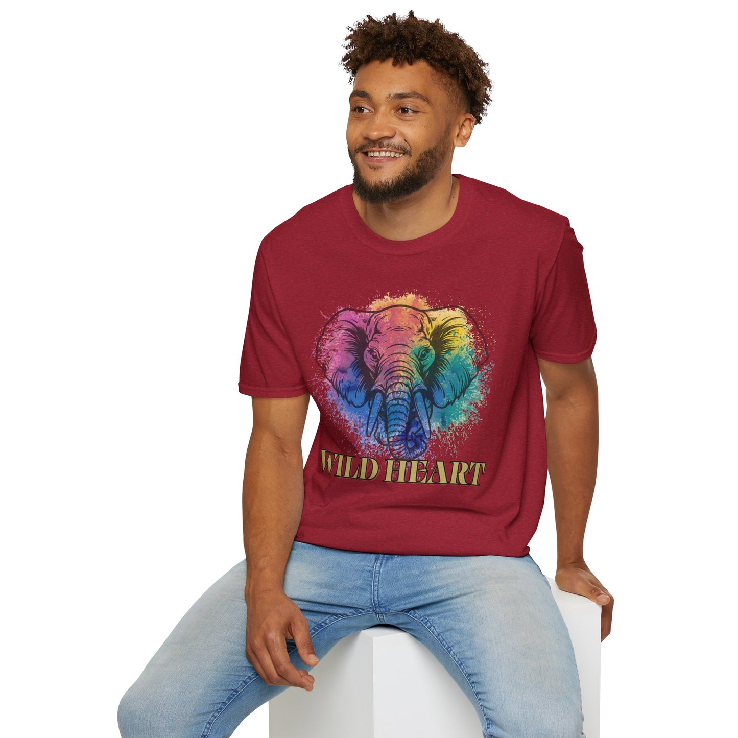 Wild Heart Collection - Elephant Color Splash Unisex Softstyle Graphic T-Shirt