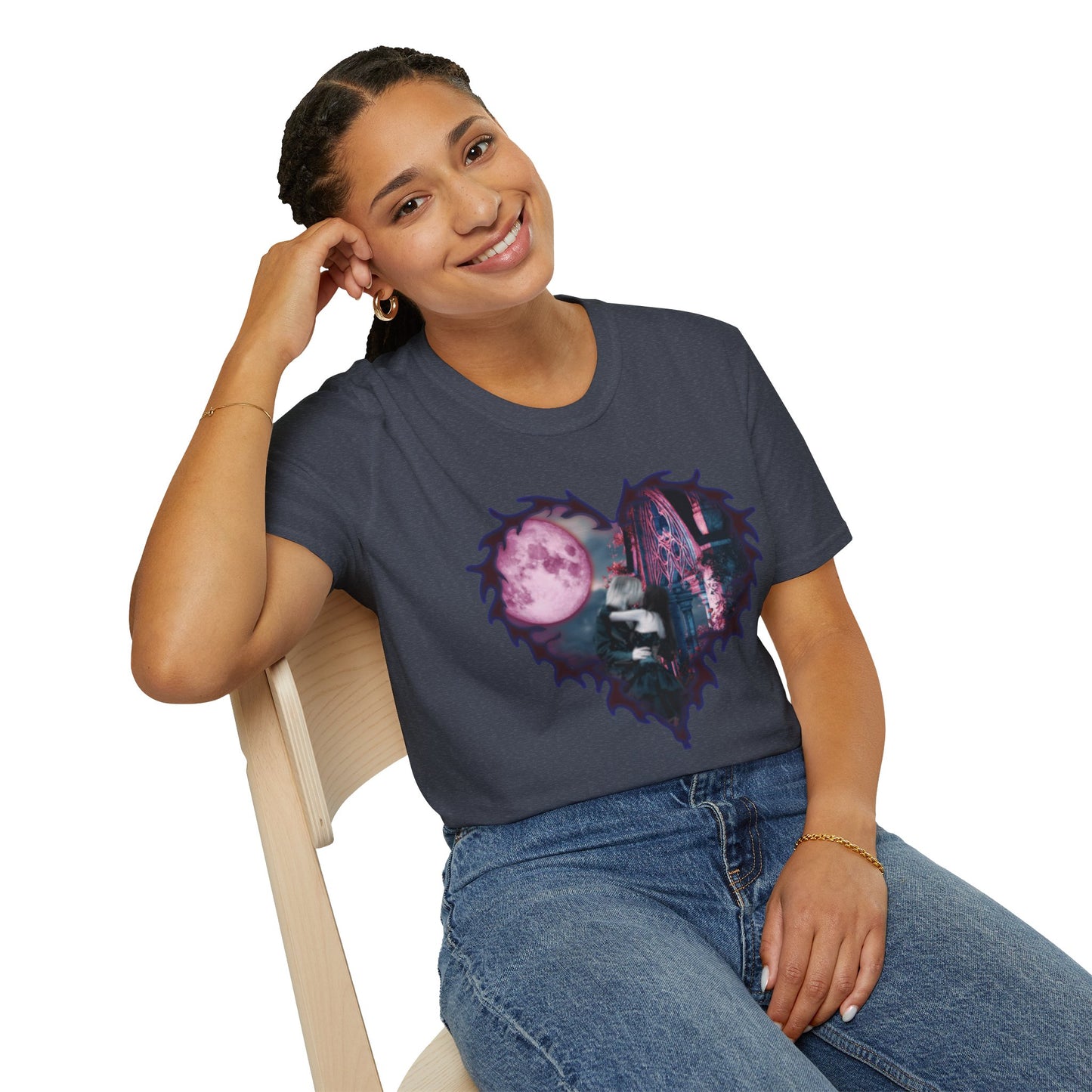 Gothic Couple Under the Moon - Unisex Softstyle T-Shirt