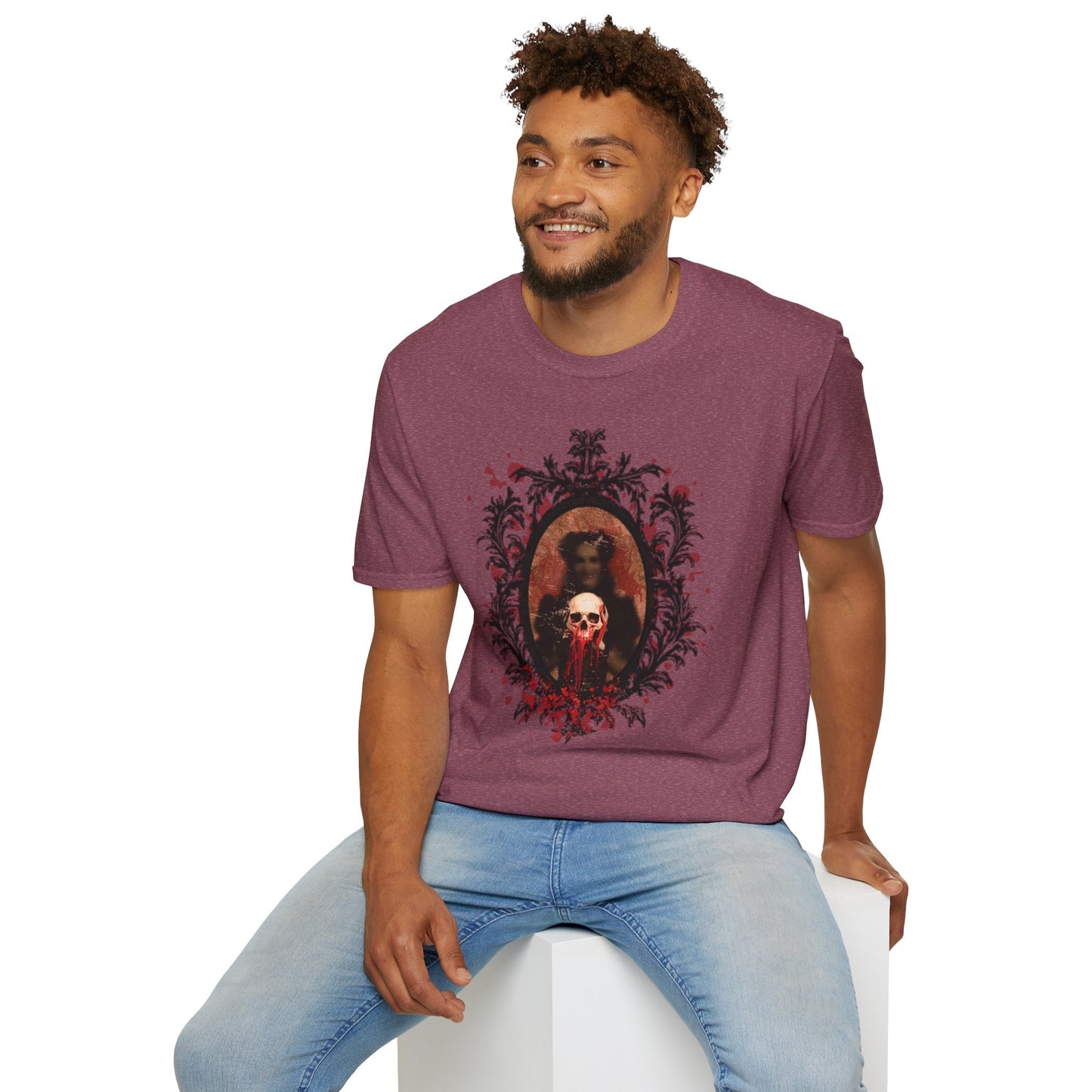Vintage Gothic Skull Frame - Unisex Softstyle T-Shirt