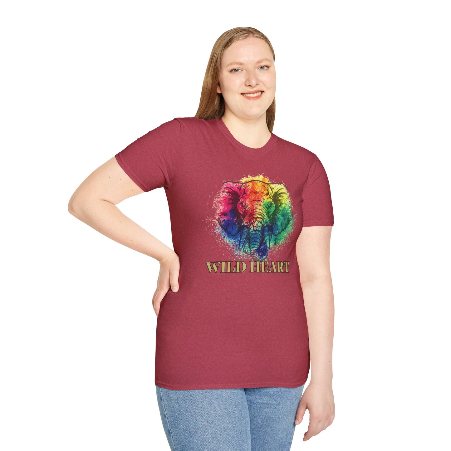 Wild Heart Collection - Elephant Color Splash Unisex Softstyle Graphic T-Shirt