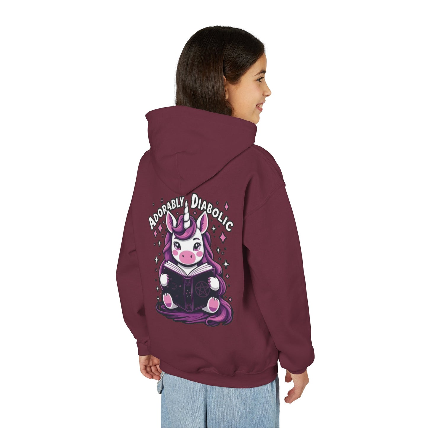 Adorably Diabolic Unicorn Magic - Youth Heavy Blend Hooded Sweatshirt