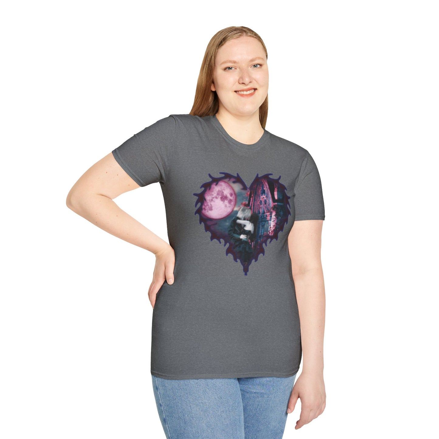 Gothic Couple Under the Moon - Unisex Softstyle T-Shirt
