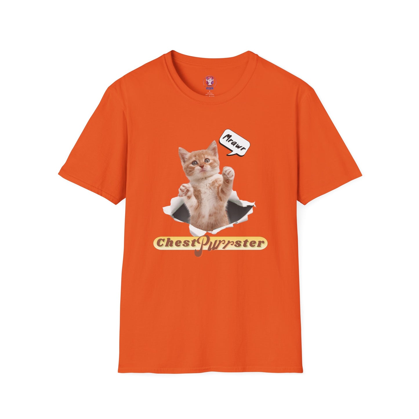 Cute Kitten ChestPurrster Pun - Unisex Softstyle T-Shirt