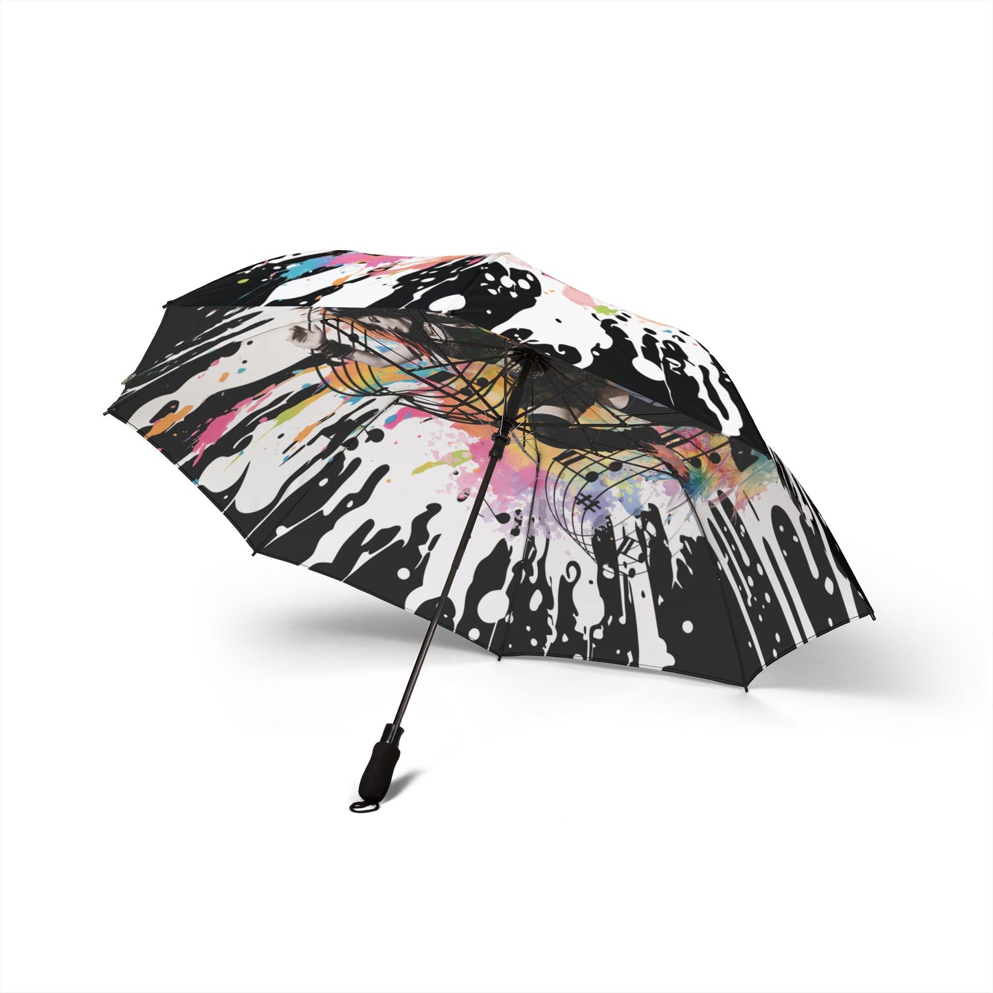 Music Brings Life Colorful Umbrella | Artistic Foldable Travel Umbrella for Music Lovers, Gift for Musicians, Stylish Rain Gear