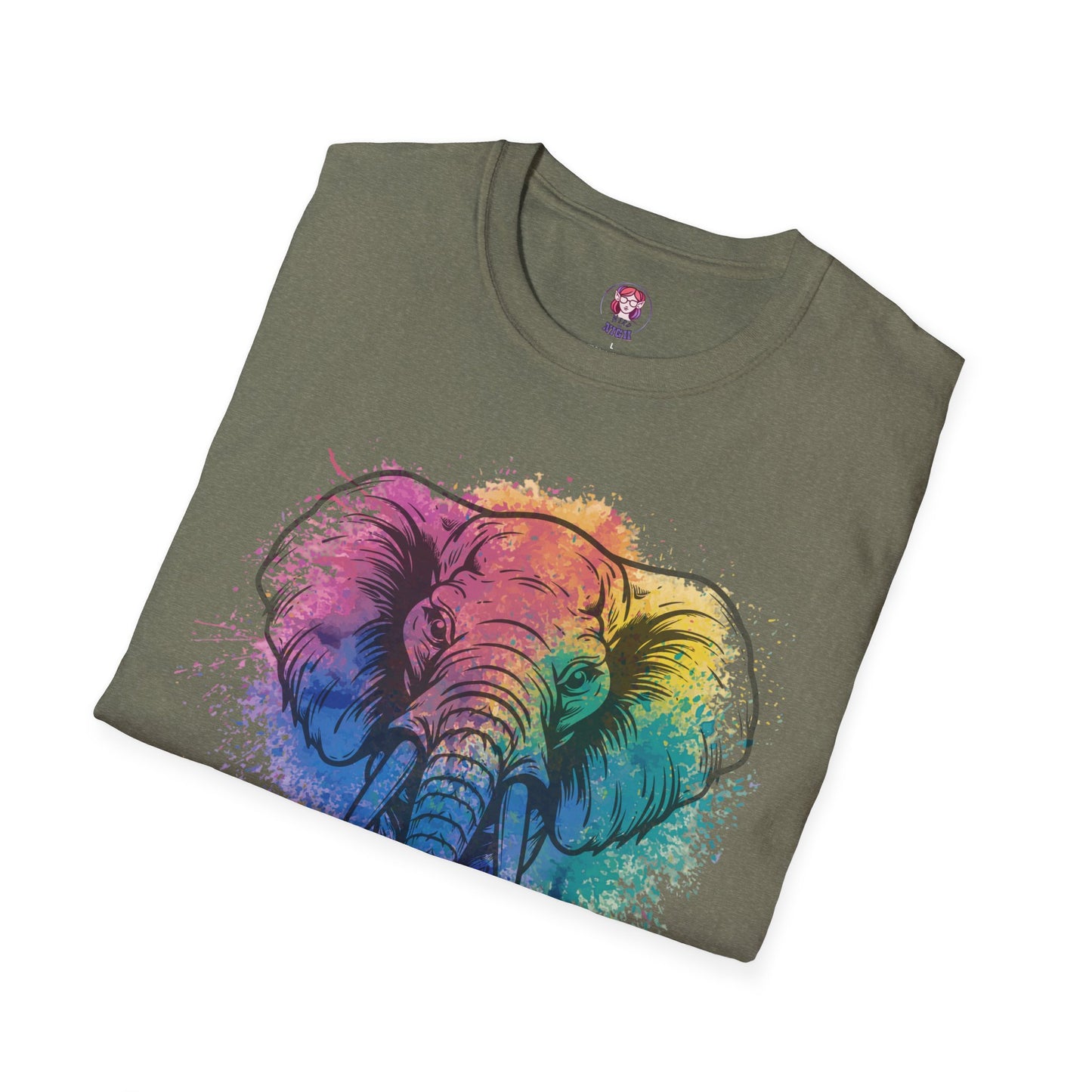 Wild Heart Collection - Elephant Color Splash Unisex Softstyle Graphic T-Shirt