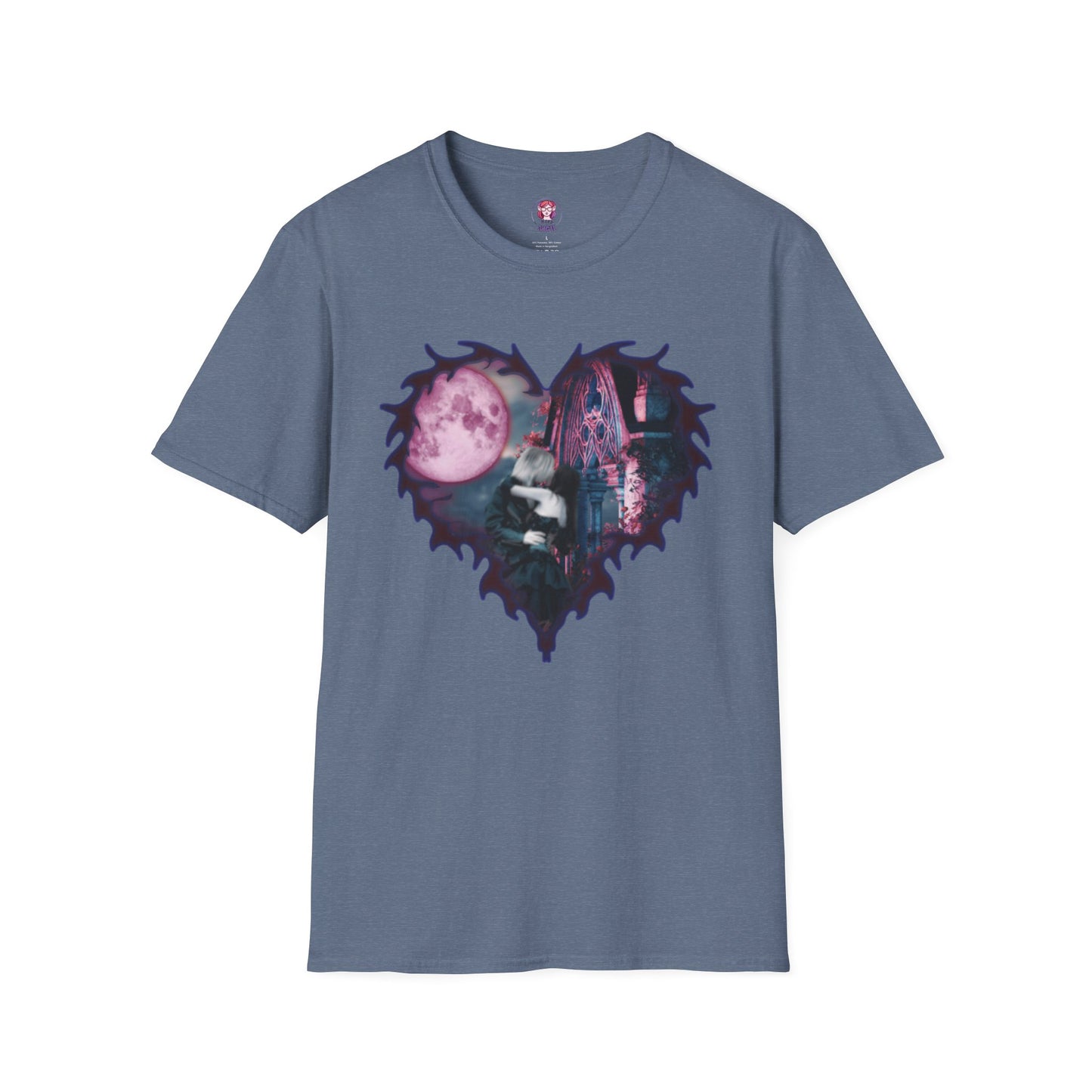 Gothic Couple Under the Moon - Unisex Softstyle T-Shirt