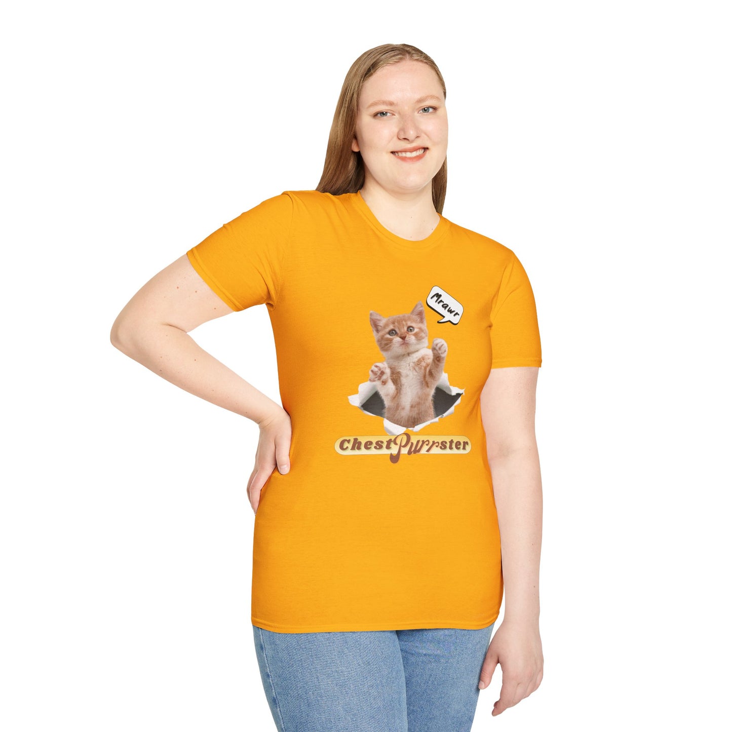 Cute Kitten ChestPurrster Pun - Unisex Softstyle T-Shirt