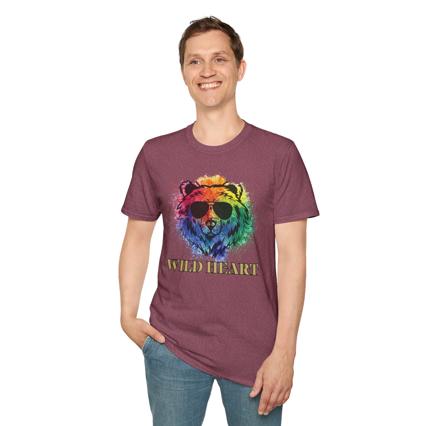 Wild Heart Collection - Bear Color Splash Unisex Softstyle Graphic T-Shirt