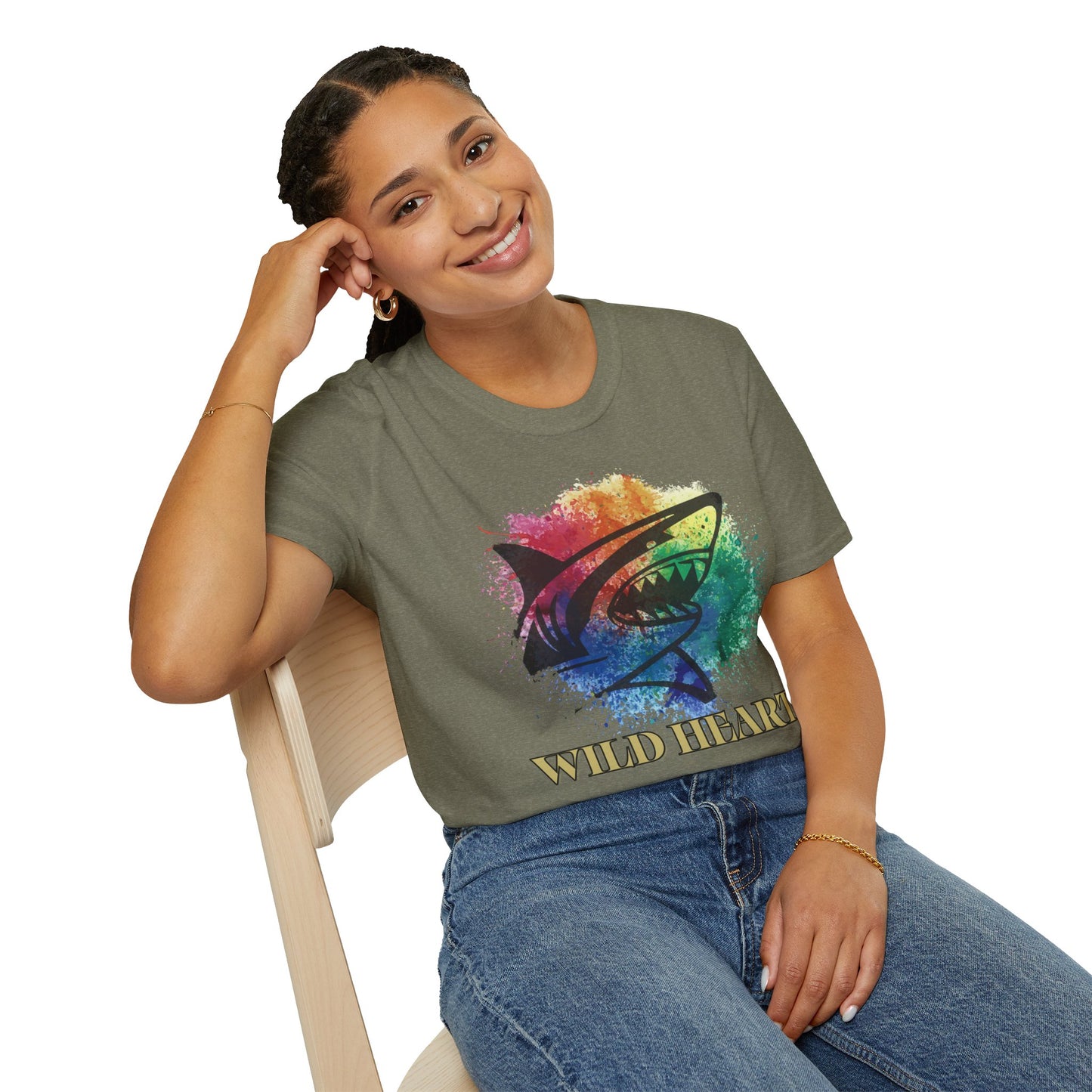 Wild Heart Collection - Shark Color Splash Unisex Softstyle Graphic T-Shirt