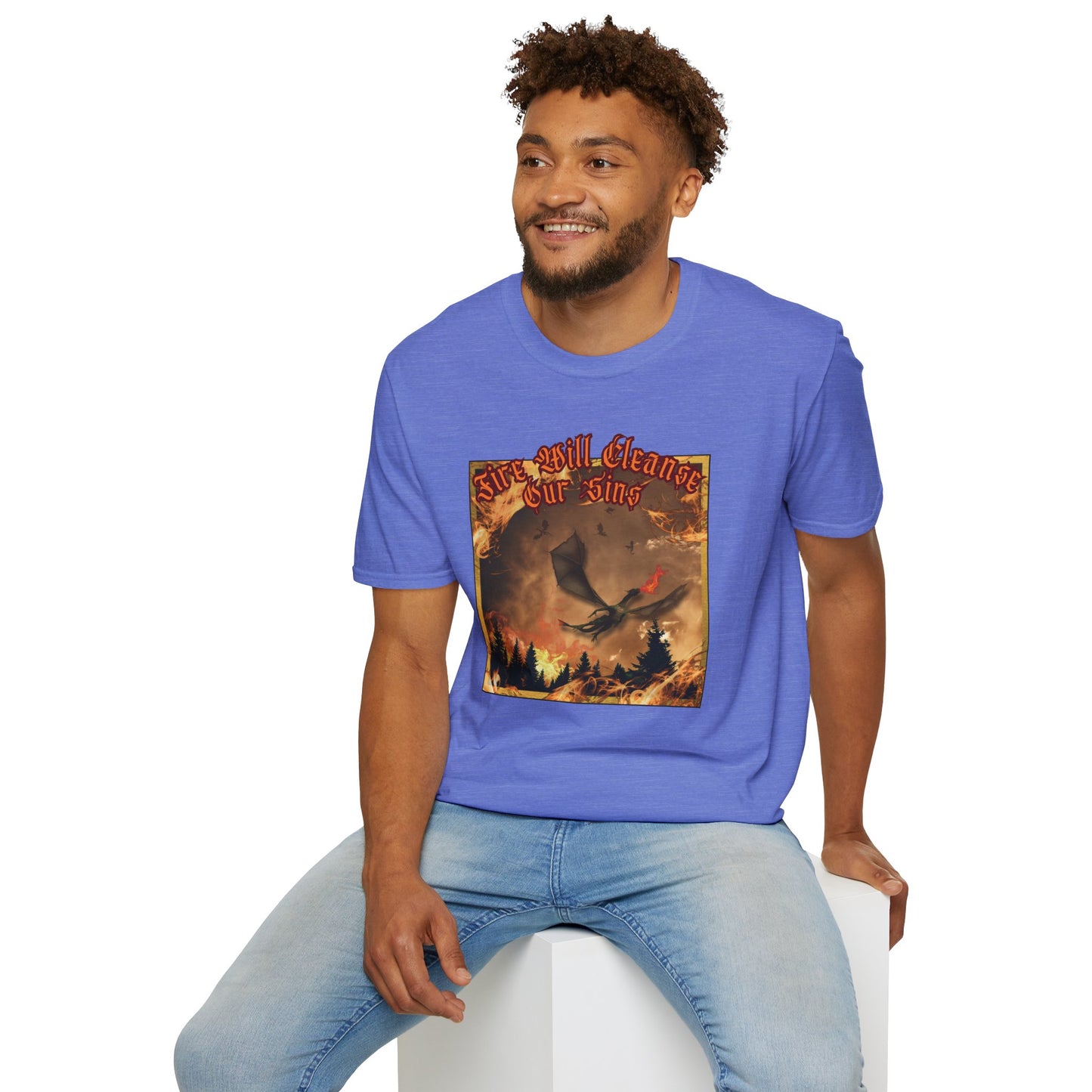 Dragon Attacking - Fire Will Cleanse Our Sins - Unisex Softstyle T-Shirt