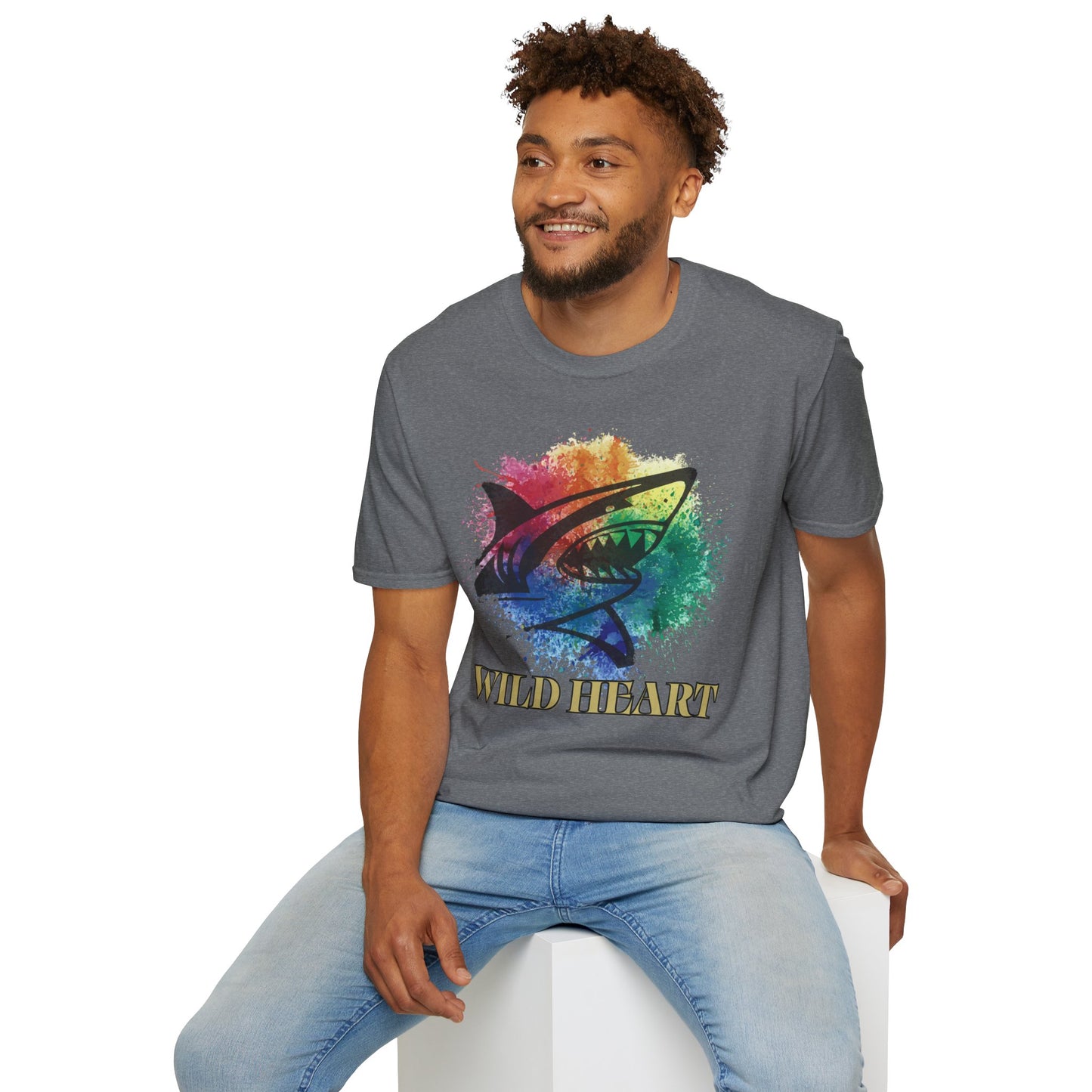 Wild Heart Collection - Shark Color Splash Unisex Softstyle Graphic T-Shirt