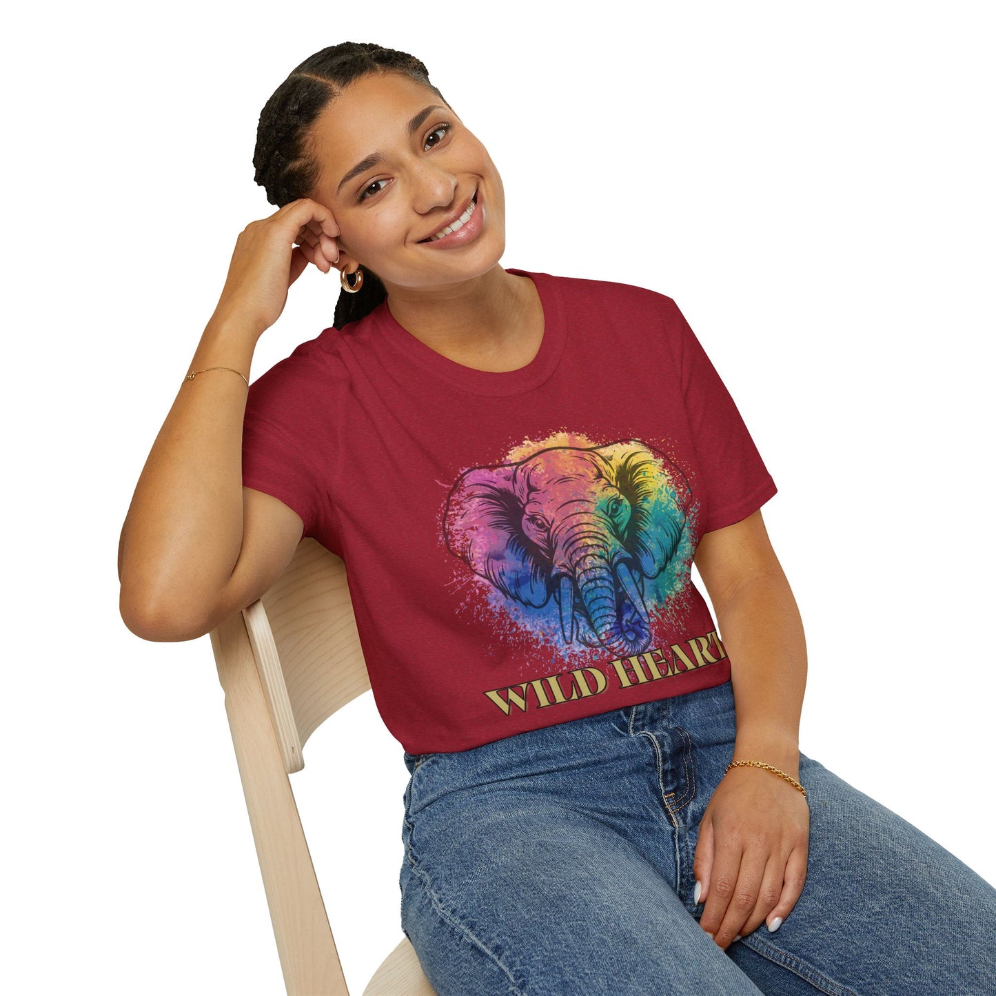 Wild Heart Collection - Elephant Color Splash Unisex Softstyle Graphic T-Shirt