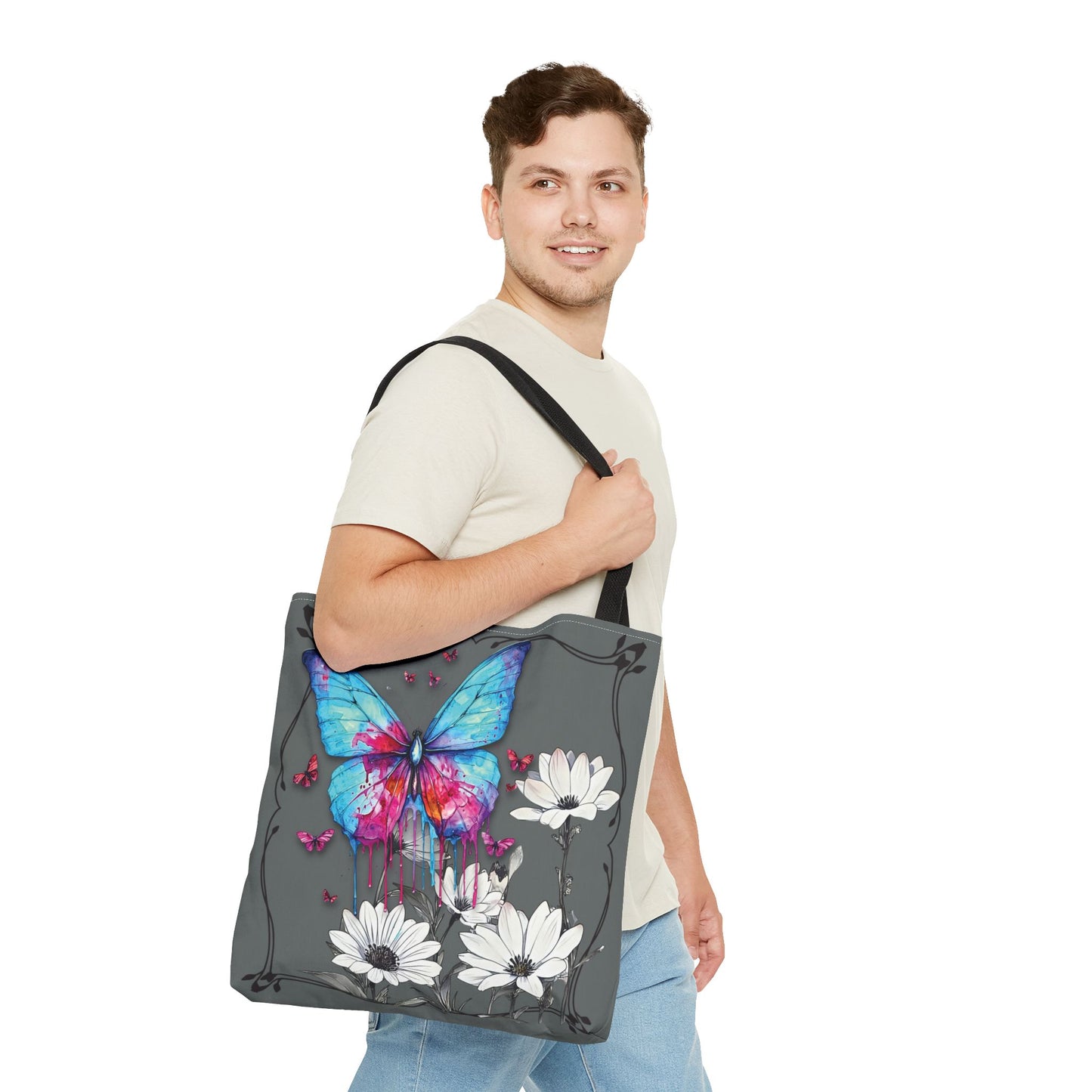 Painted Butterfly in Black and White Tote Bag