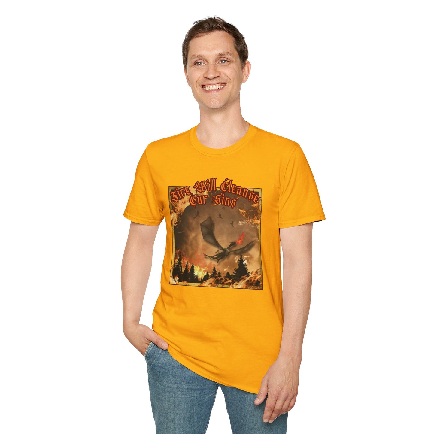 Dragon Attacking - Fire Will Cleanse Our Sins - Unisex Softstyle T-Shirt