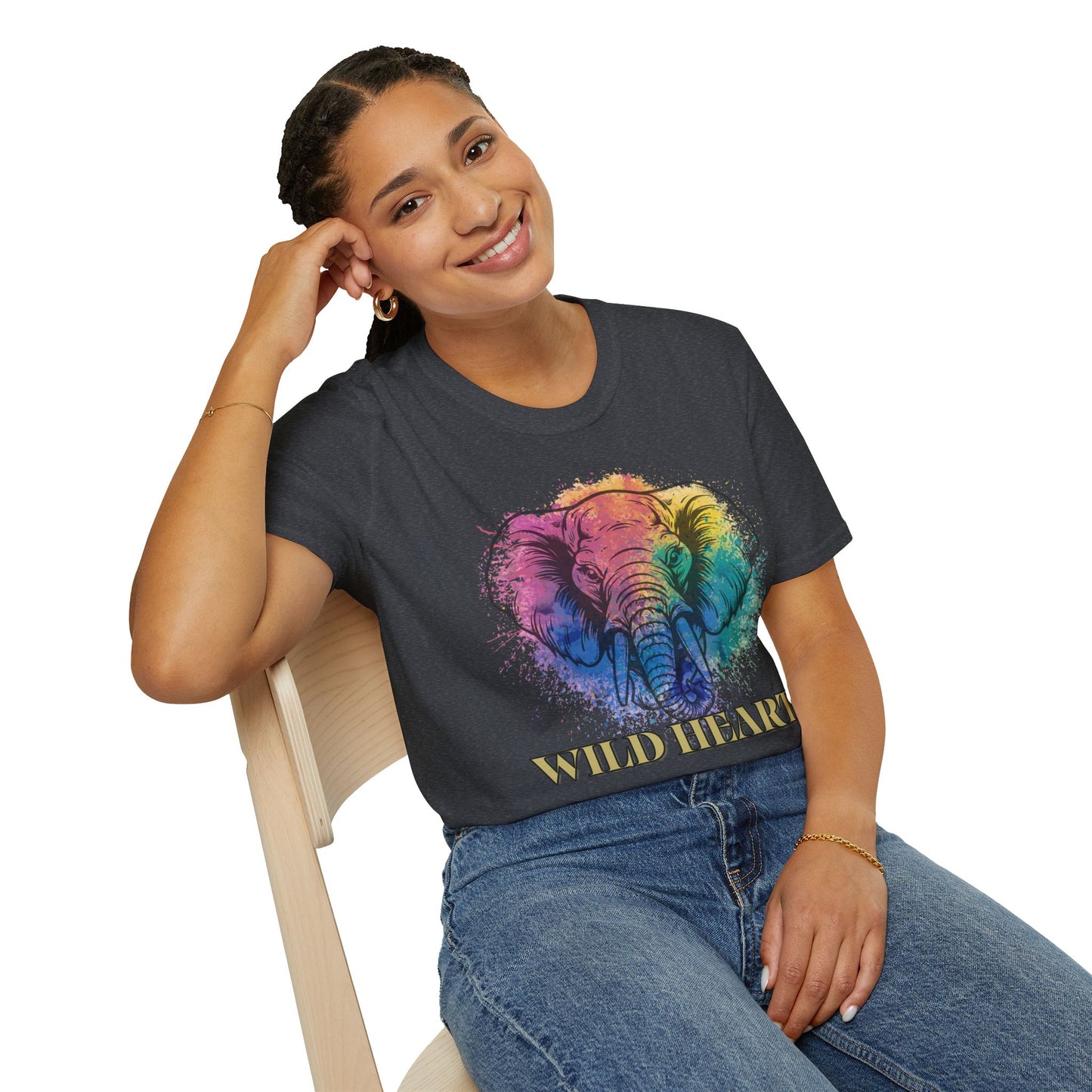 Wild Heart Collection - Elephant Color Splash Unisex Softstyle Graphic T-Shirt