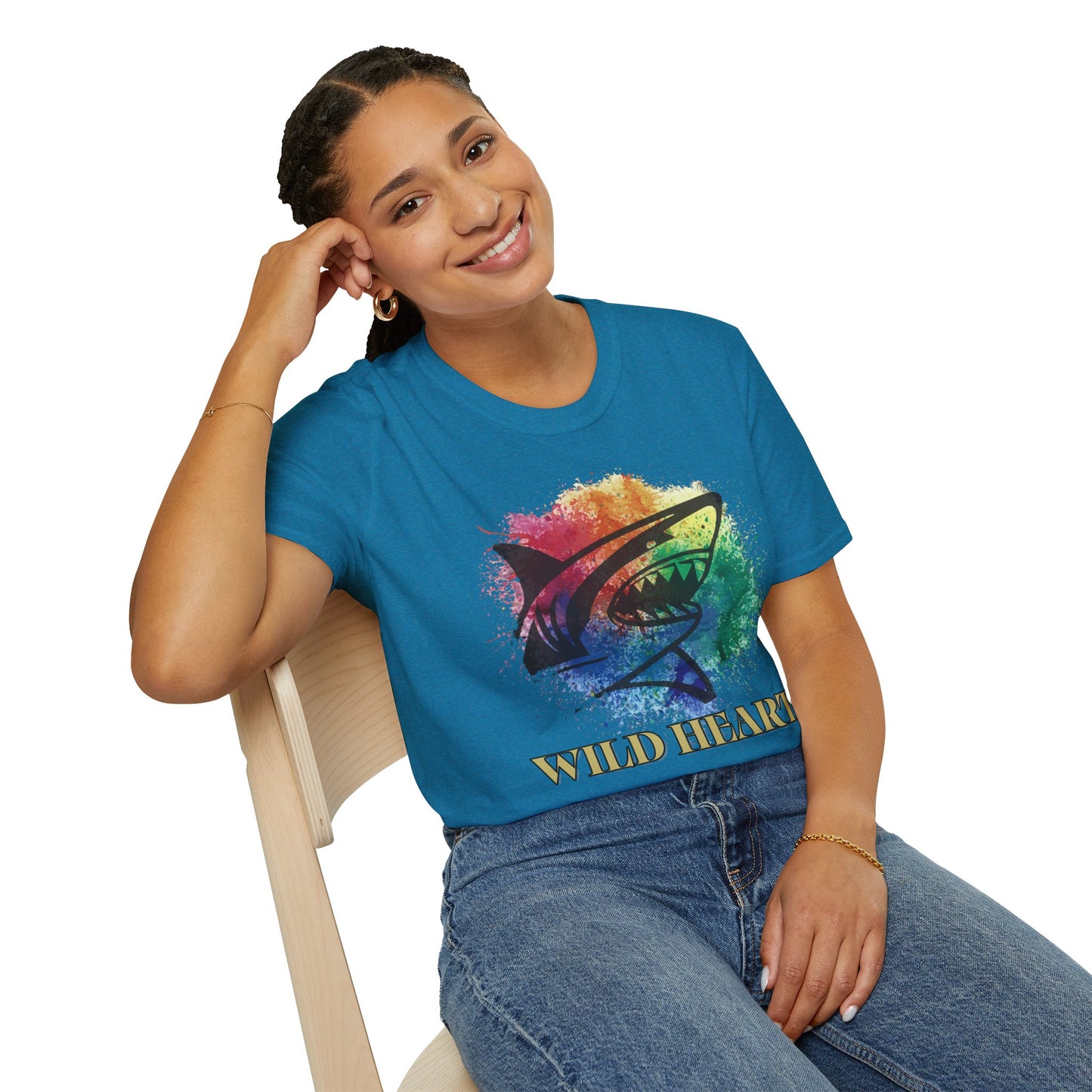Wild Heart Collection - Shark Color Splash Unisex Softstyle Graphic T-Shirt