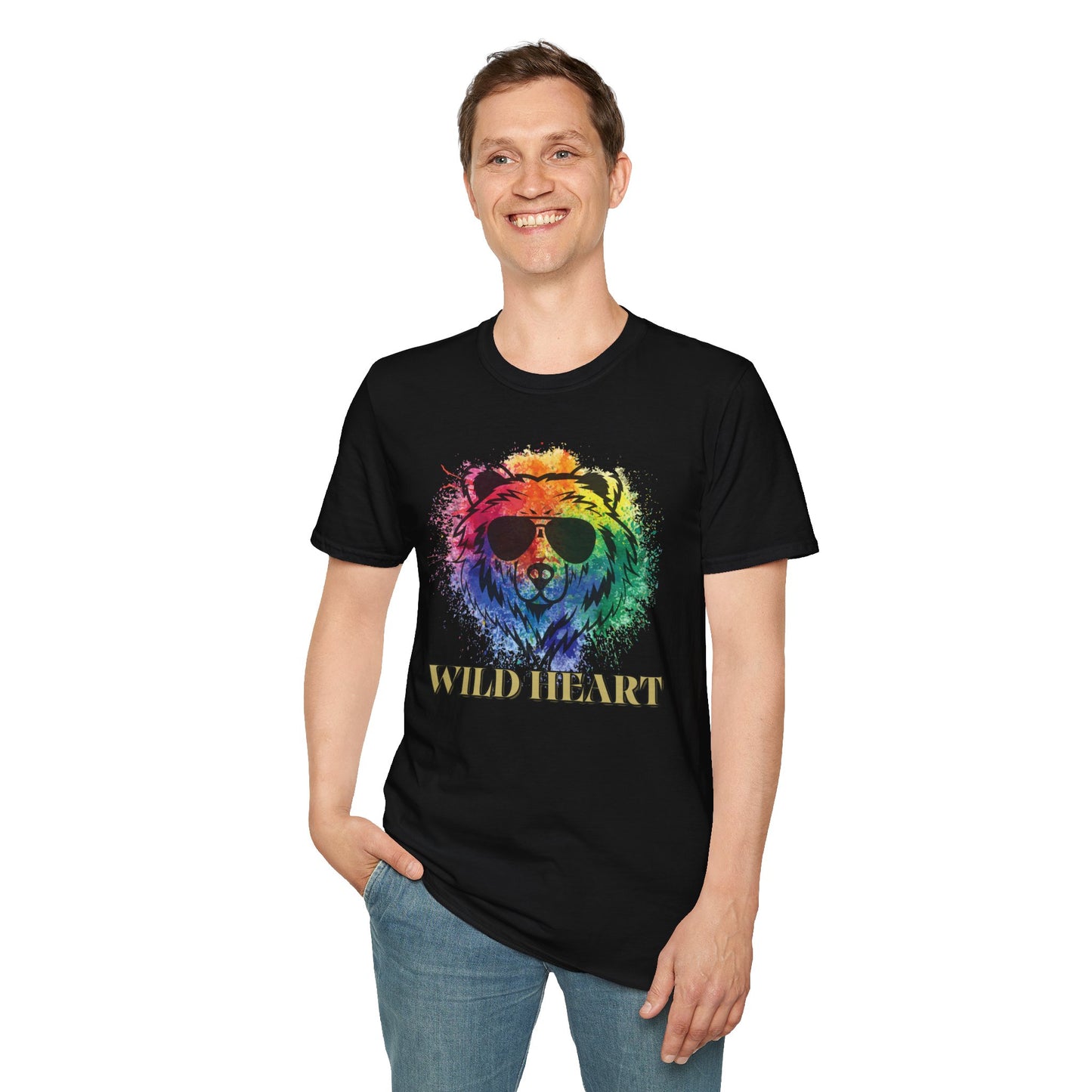 Wild Heart Collection - Bear Color Splash Unisex Softstyle Graphic T-Shirt