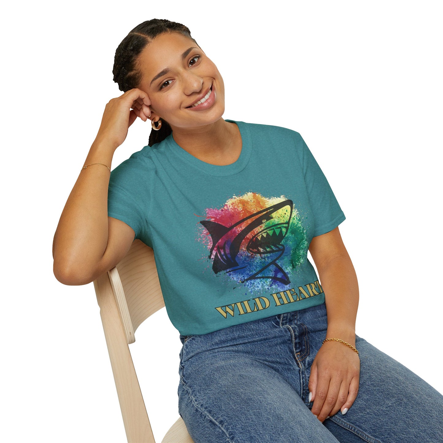 Wild Heart Collection - Shark Color Splash Unisex Softstyle Graphic T-Shirt