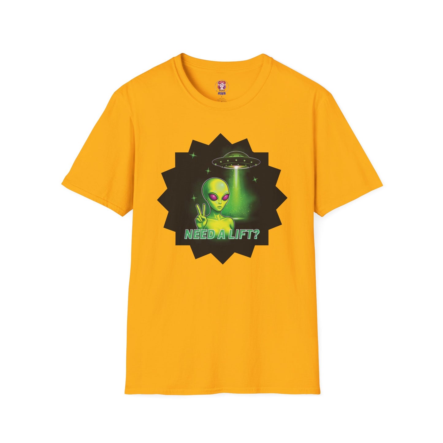 Cool Alien Peace Sign - Need a Lift - Unisex Softstyle T-Shirt