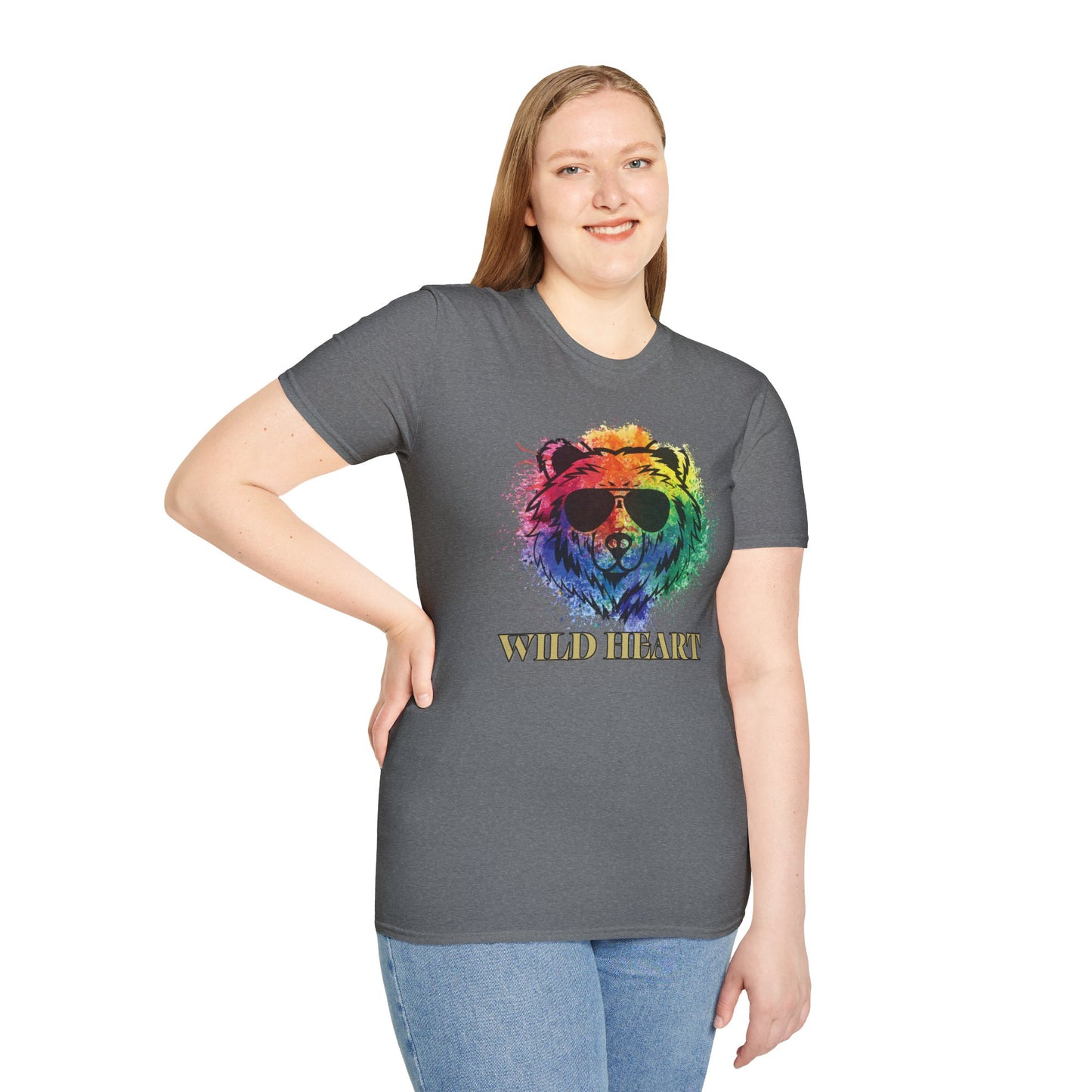 Wild Heart Collection - Bear Color Splash Unisex Softstyle Graphic T-Shirt