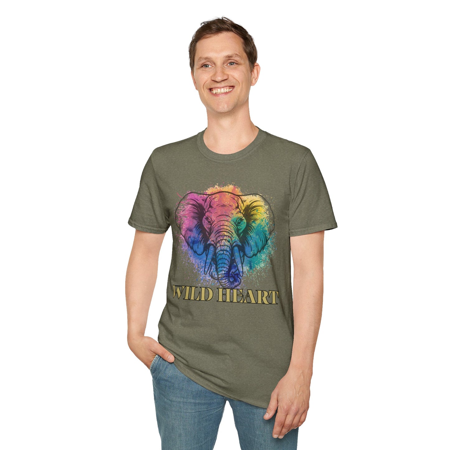 Wild Heart Collection - Elephant Color Splash Unisex Softstyle Graphic T-Shirt