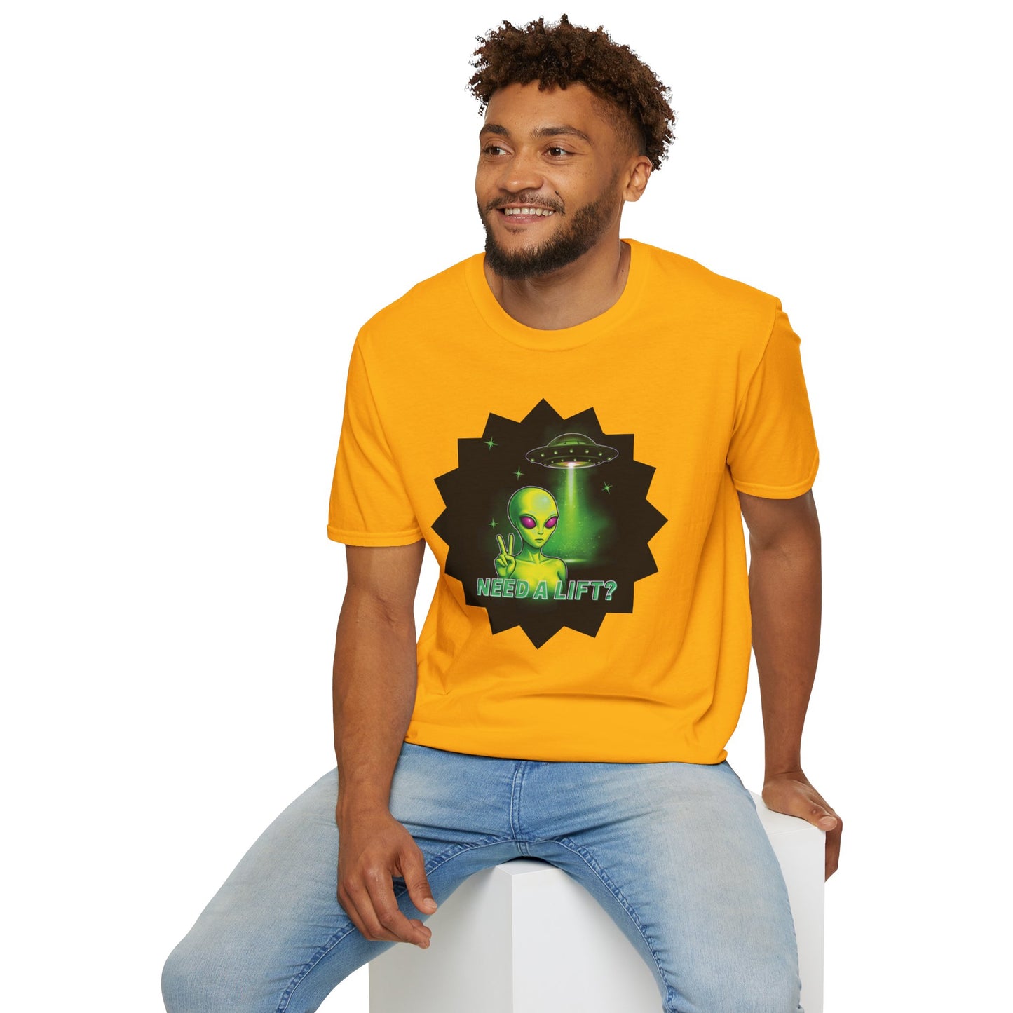 Cool Alien Peace Sign - Need a Lift - Unisex Softstyle T-Shirt