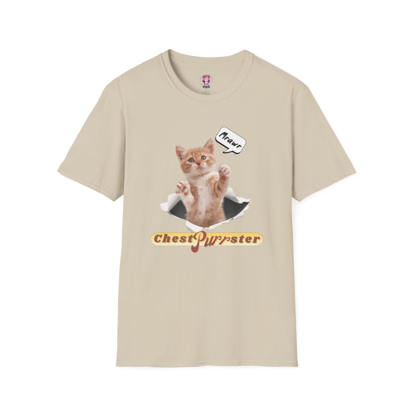 Cute Kitten ChestPurrster Pun - Unisex Softstyle T-Shirt