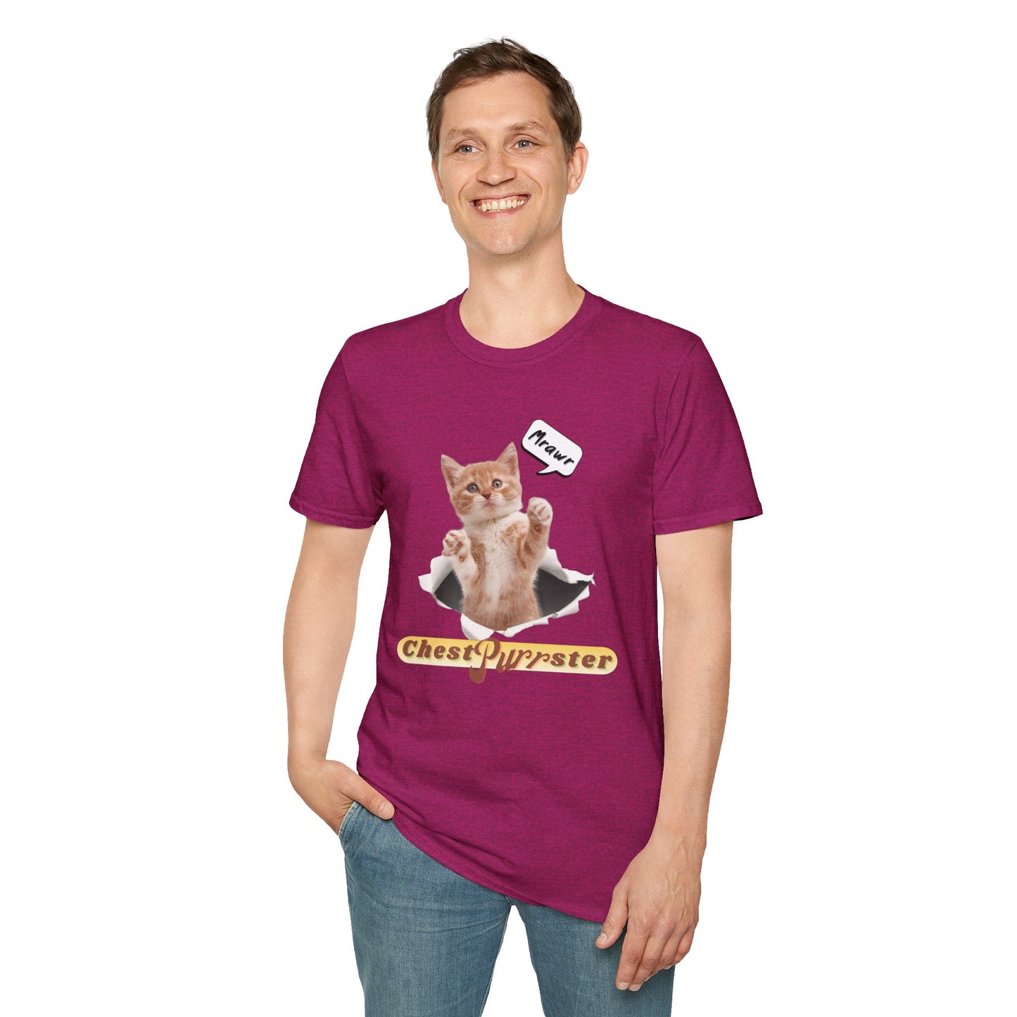 Cute Kitten ChestPurrster Pun - Unisex Softstyle T-Shirt