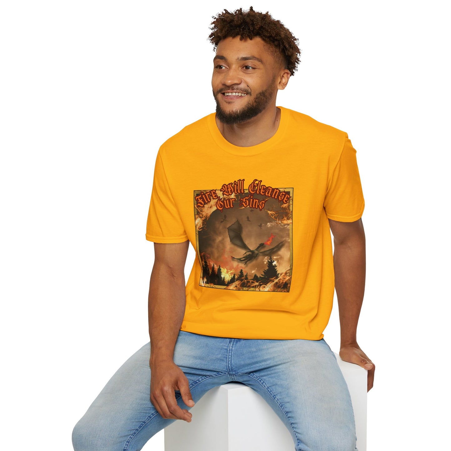 Dragon Attacking - Fire Will Cleanse Our Sins - Unisex Softstyle T-Shirt