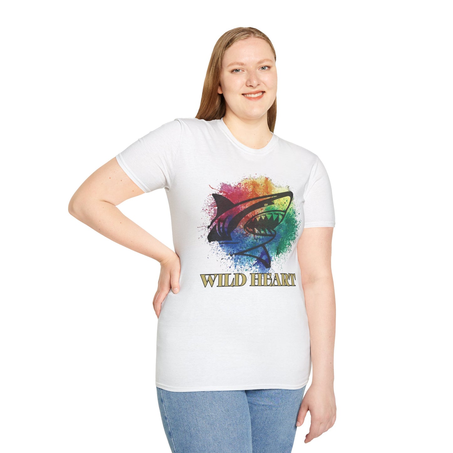 Wild Heart Collection - Shark Color Splash Unisex Softstyle Graphic T-Shirt