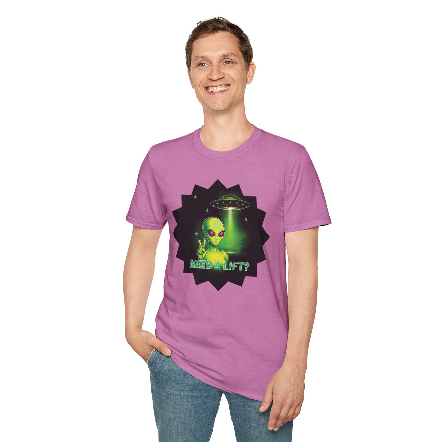 Cool Alien Peace Sign - Need a Lift - Unisex Softstyle T-Shirt