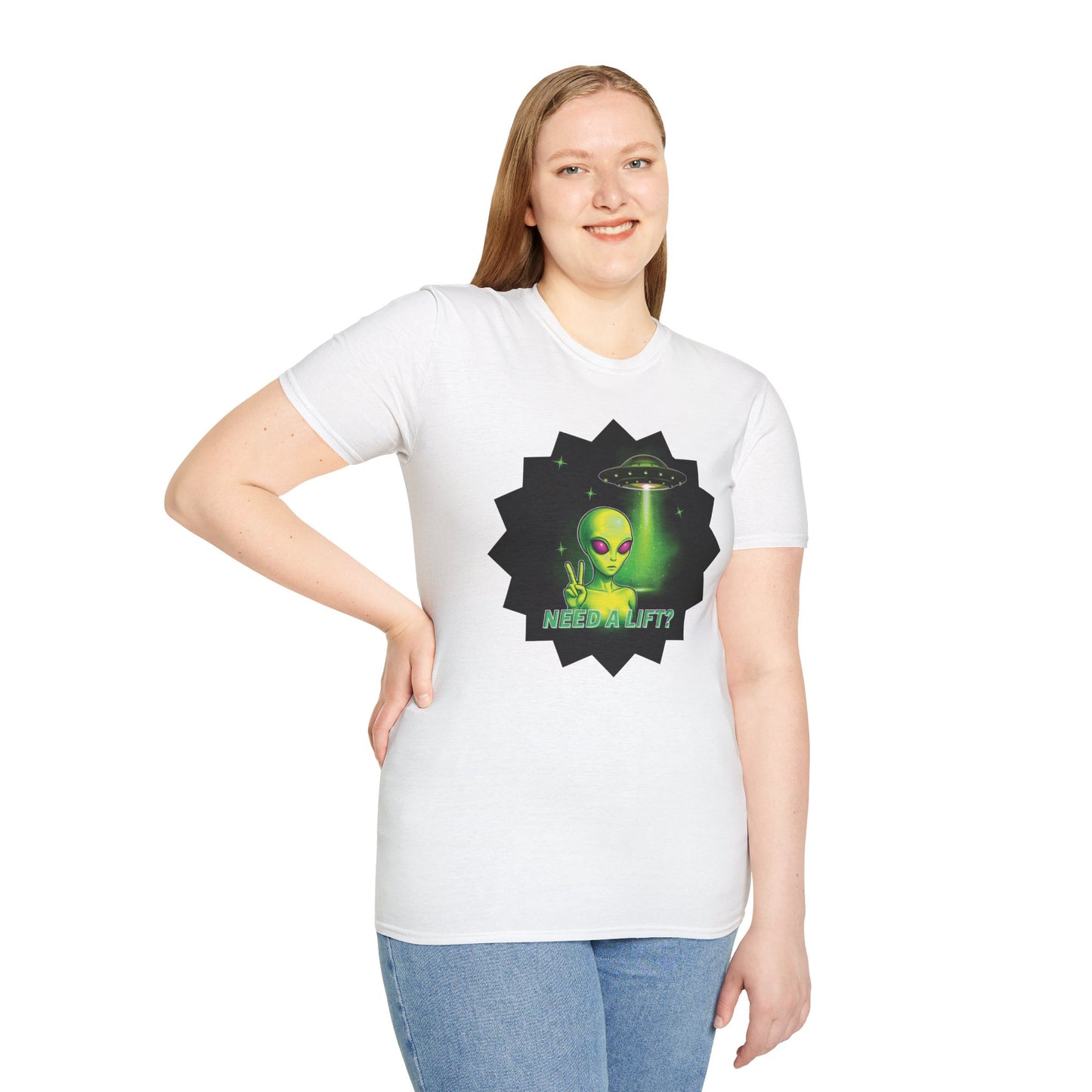Cool Alien Peace Sign - Need a Lift - Unisex Softstyle T-Shirt