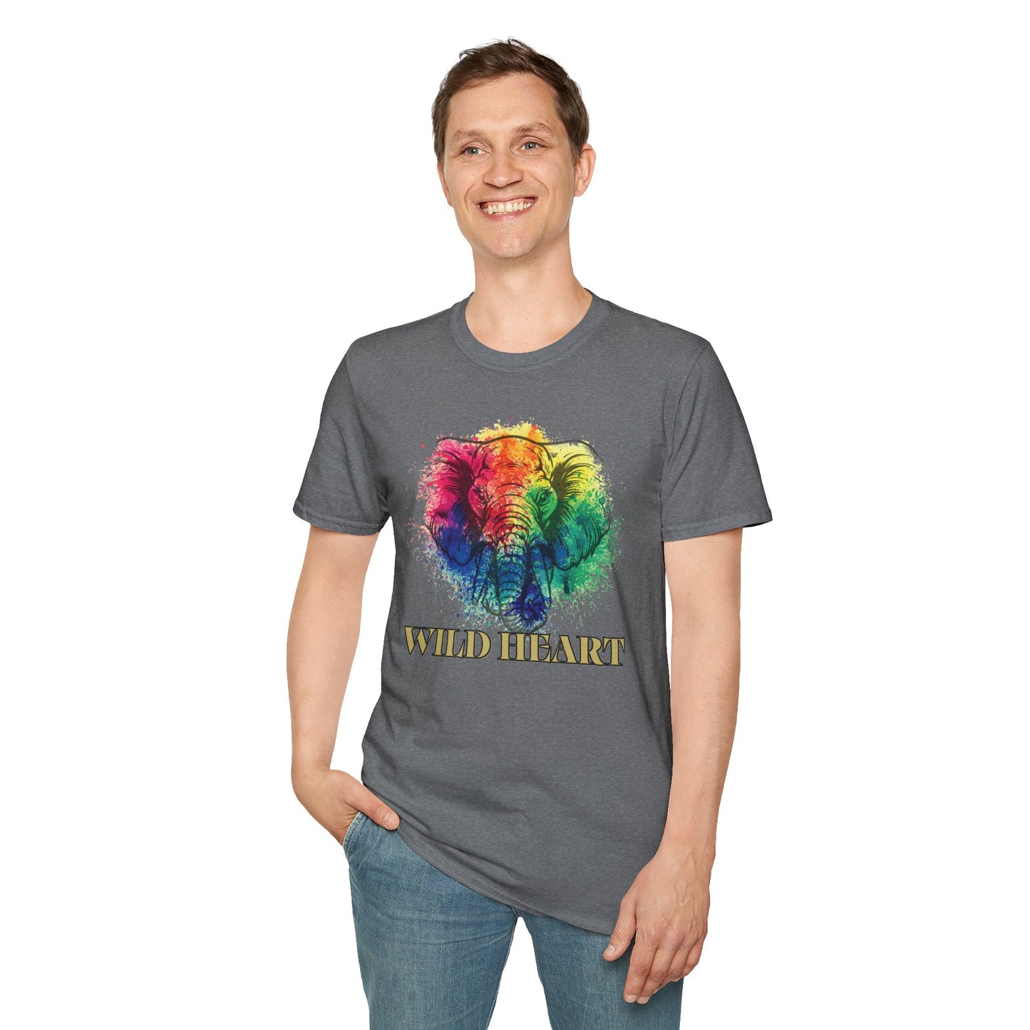 Wild Heart Collection - Elephant Color Splash Unisex Softstyle Graphic T-Shirt