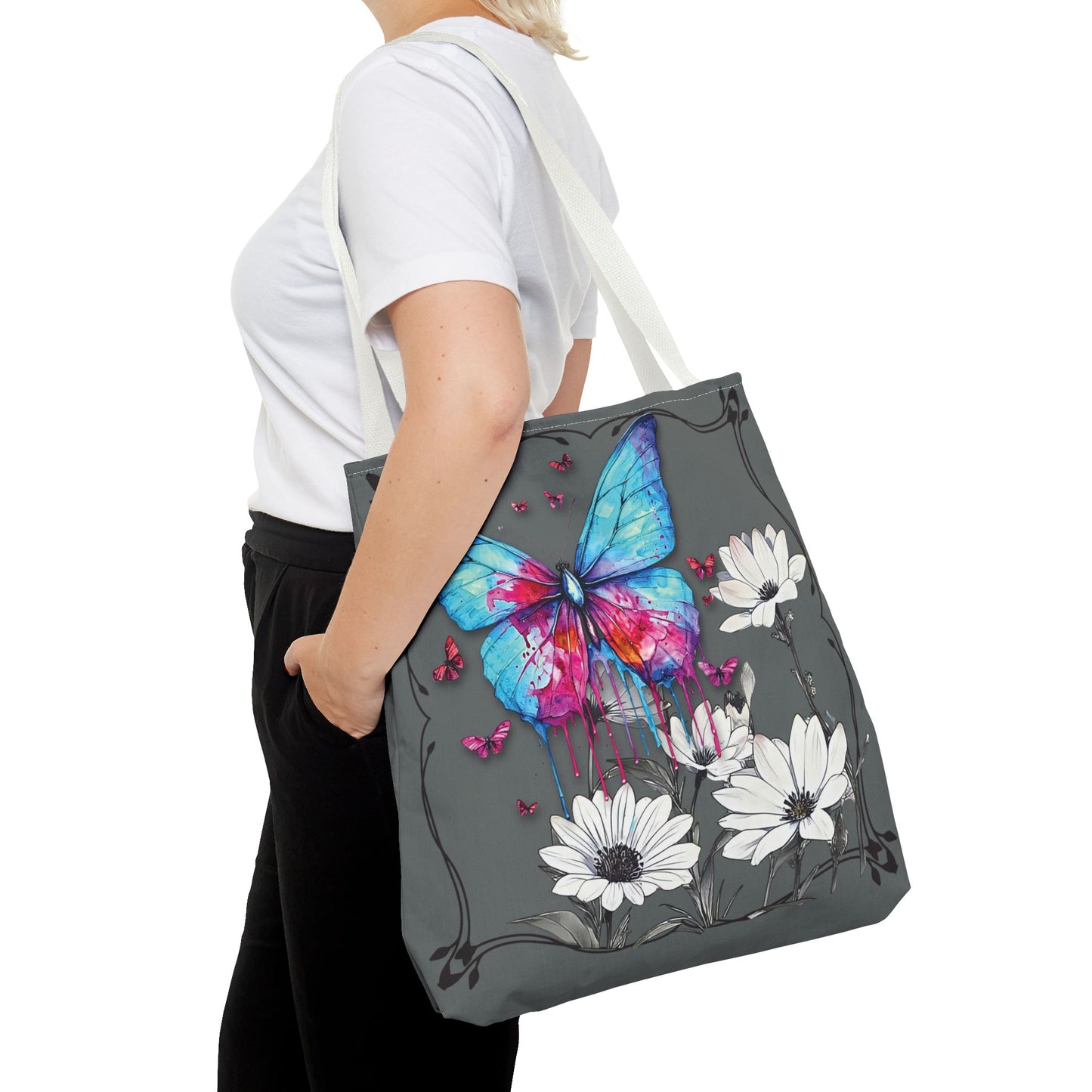 Painted Butterfly in Black and White Tote Bag
