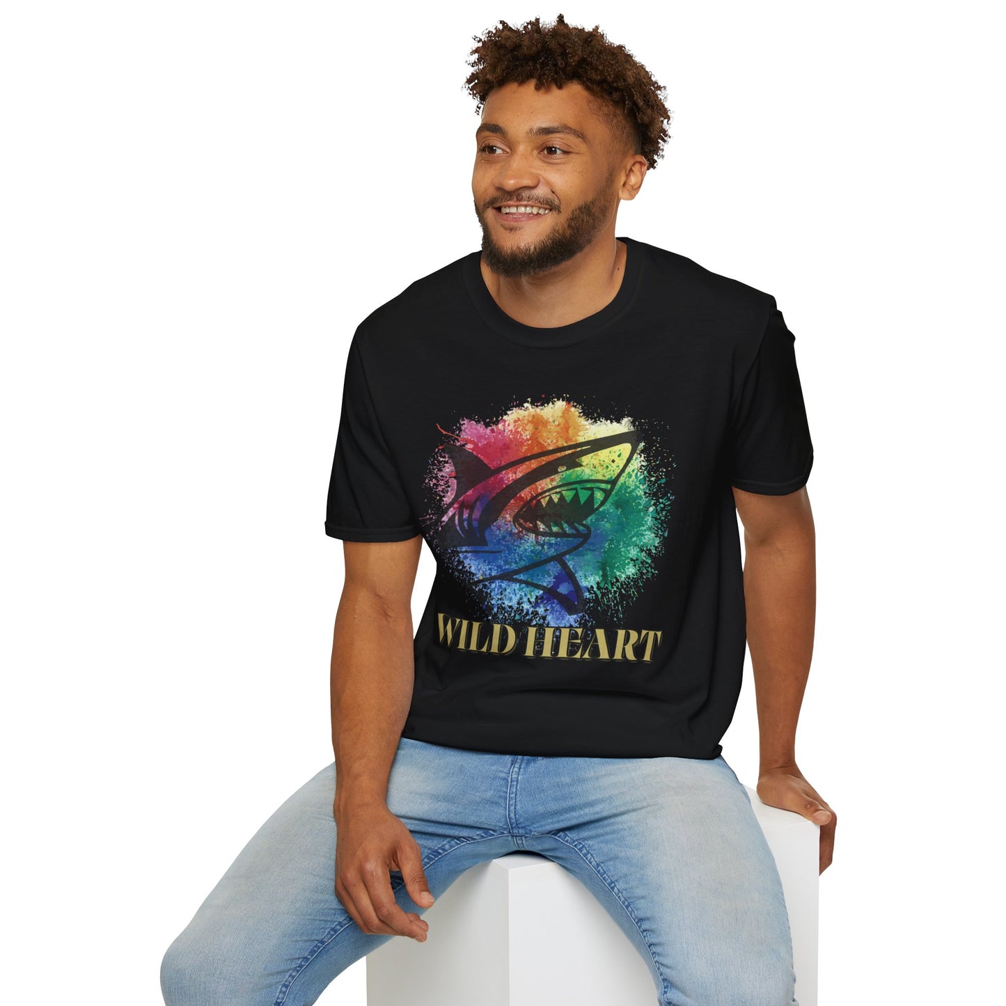 Wild Heart Collection - Shark Color Splash Unisex Softstyle Graphic T-Shirt