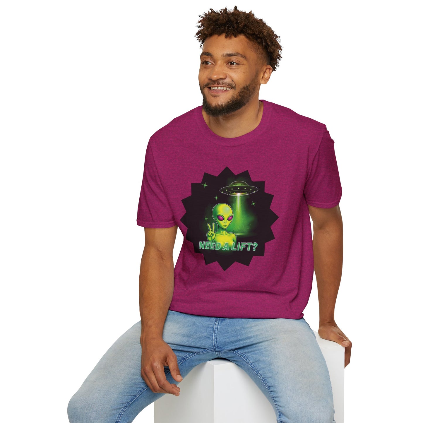 Cool Alien Peace Sign - Need a Lift - Unisex Softstyle T-Shirt