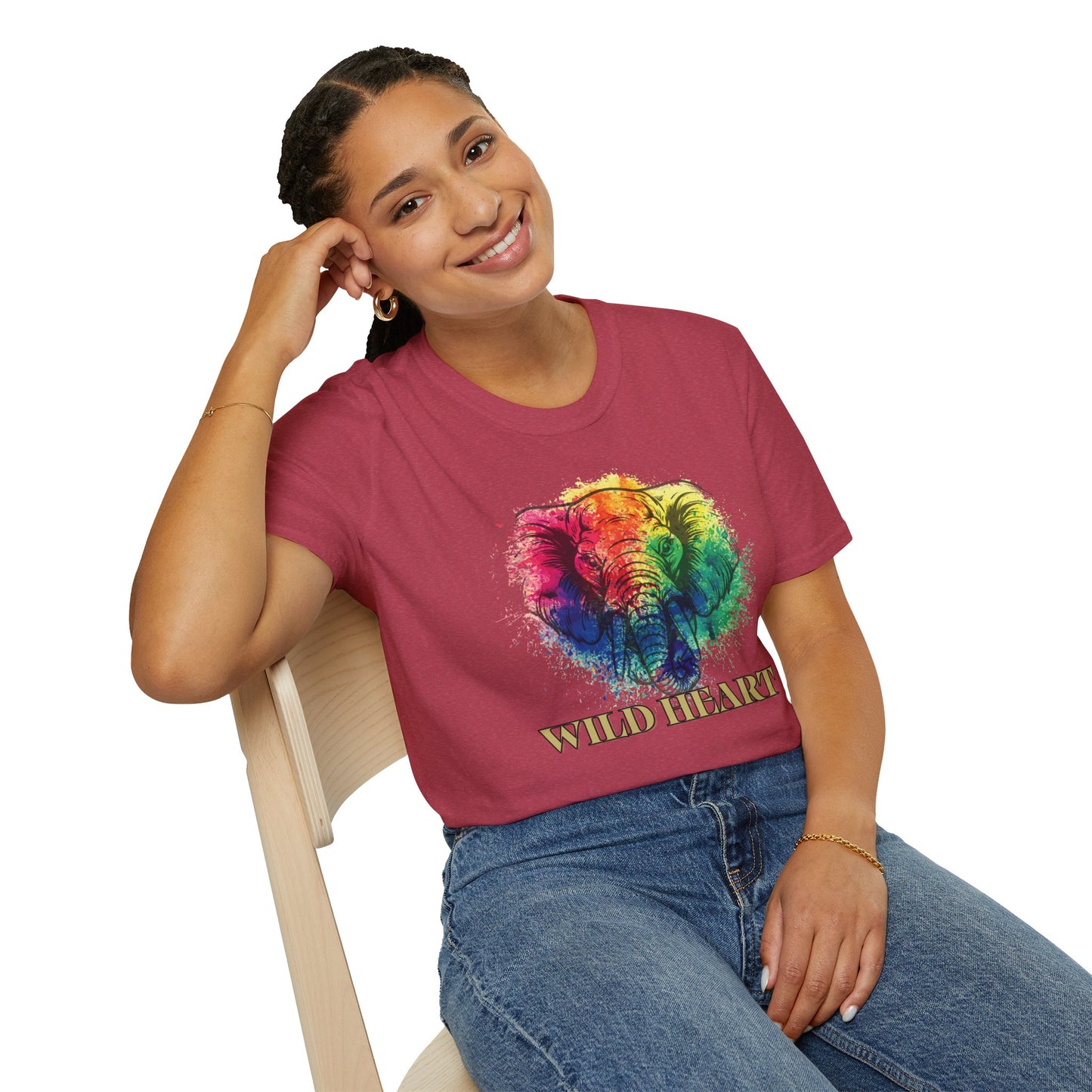 Wild Heart Collection - Elephant Color Splash Unisex Softstyle Graphic T-Shirt