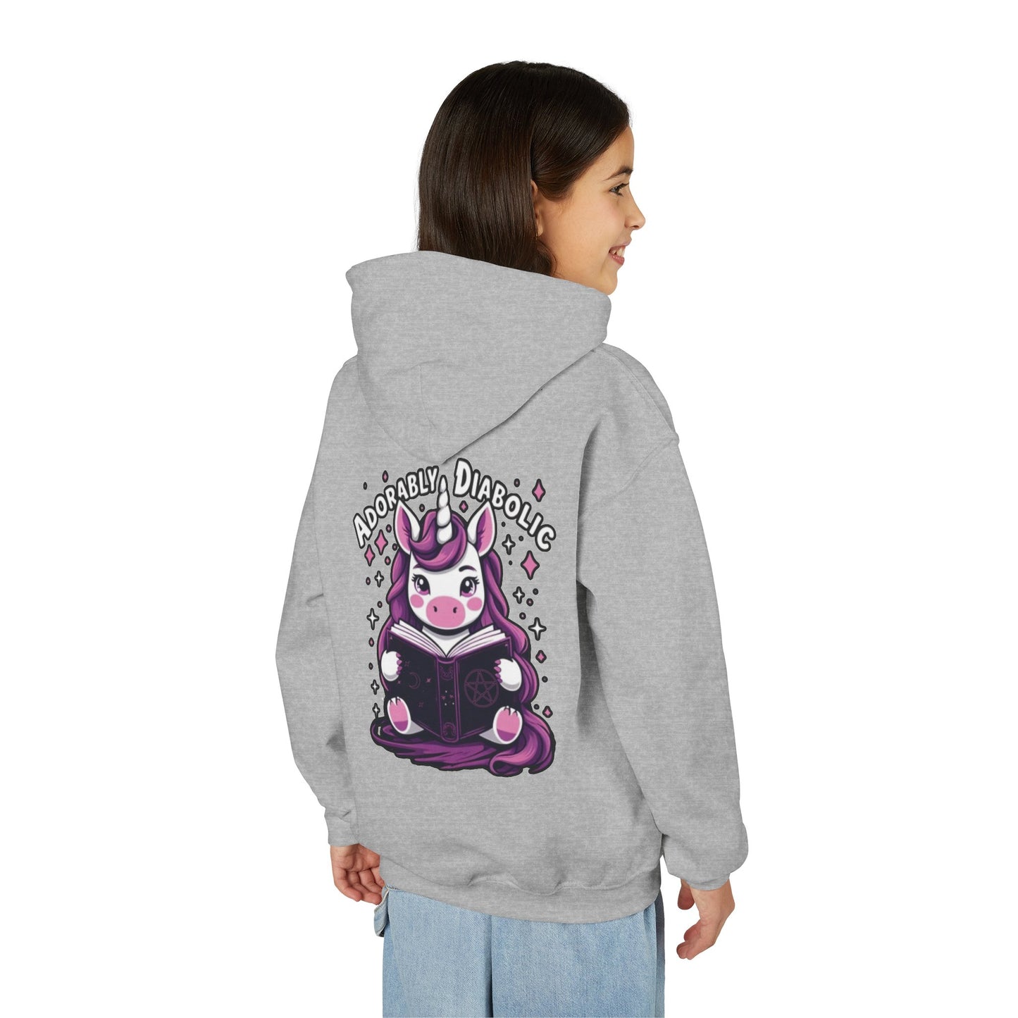 Adorably Diabolic Unicorn Magic - Youth Heavy Blend Hooded Sweatshirt