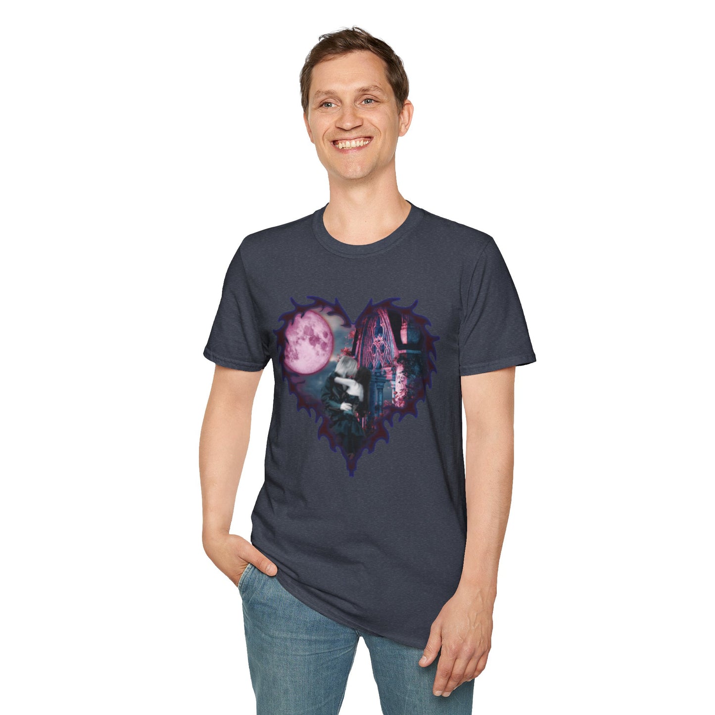 Gothic Couple Under the Moon - Unisex Softstyle T-Shirt