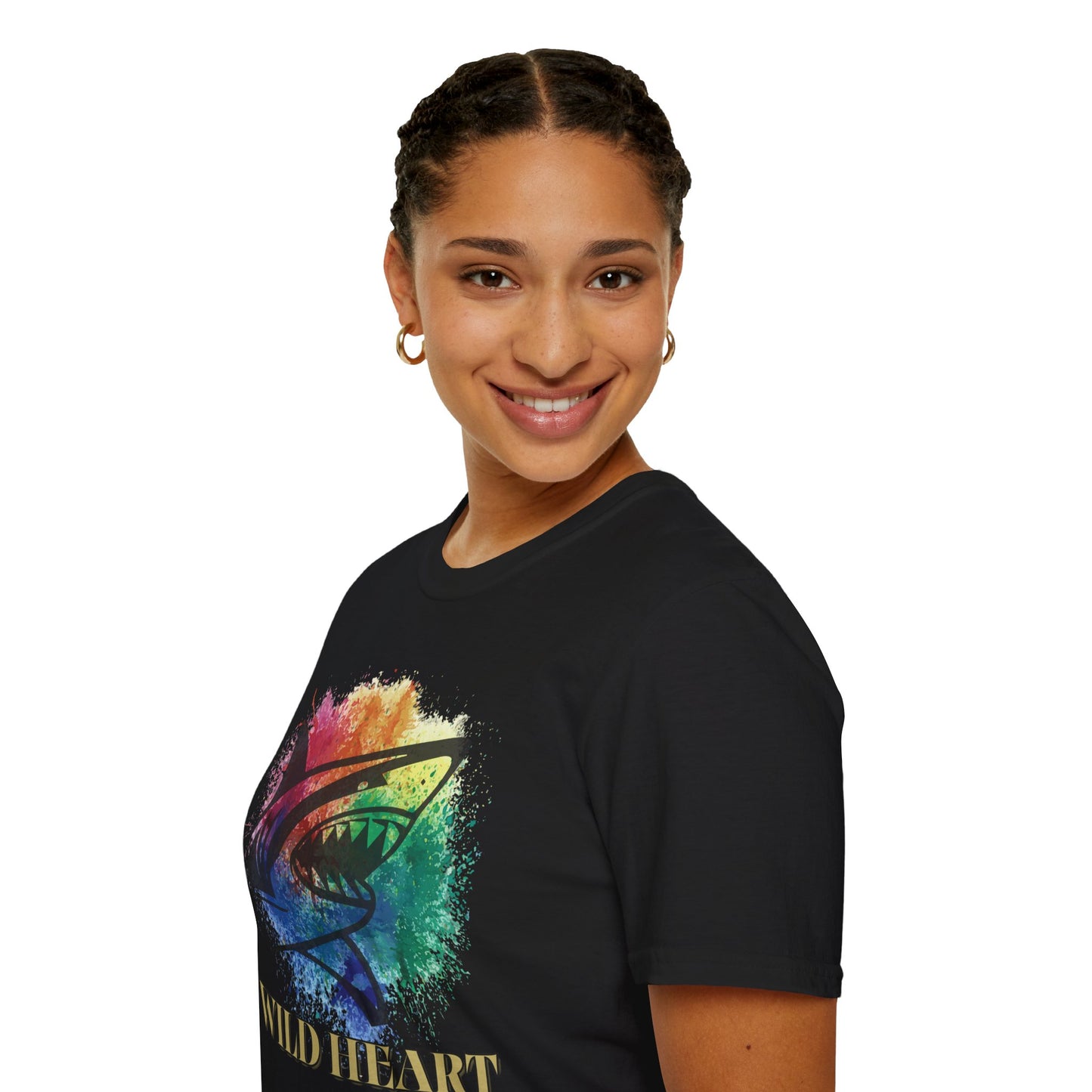 Wild Heart Collection - Shark Color Splash Unisex Softstyle Graphic T-Shirt