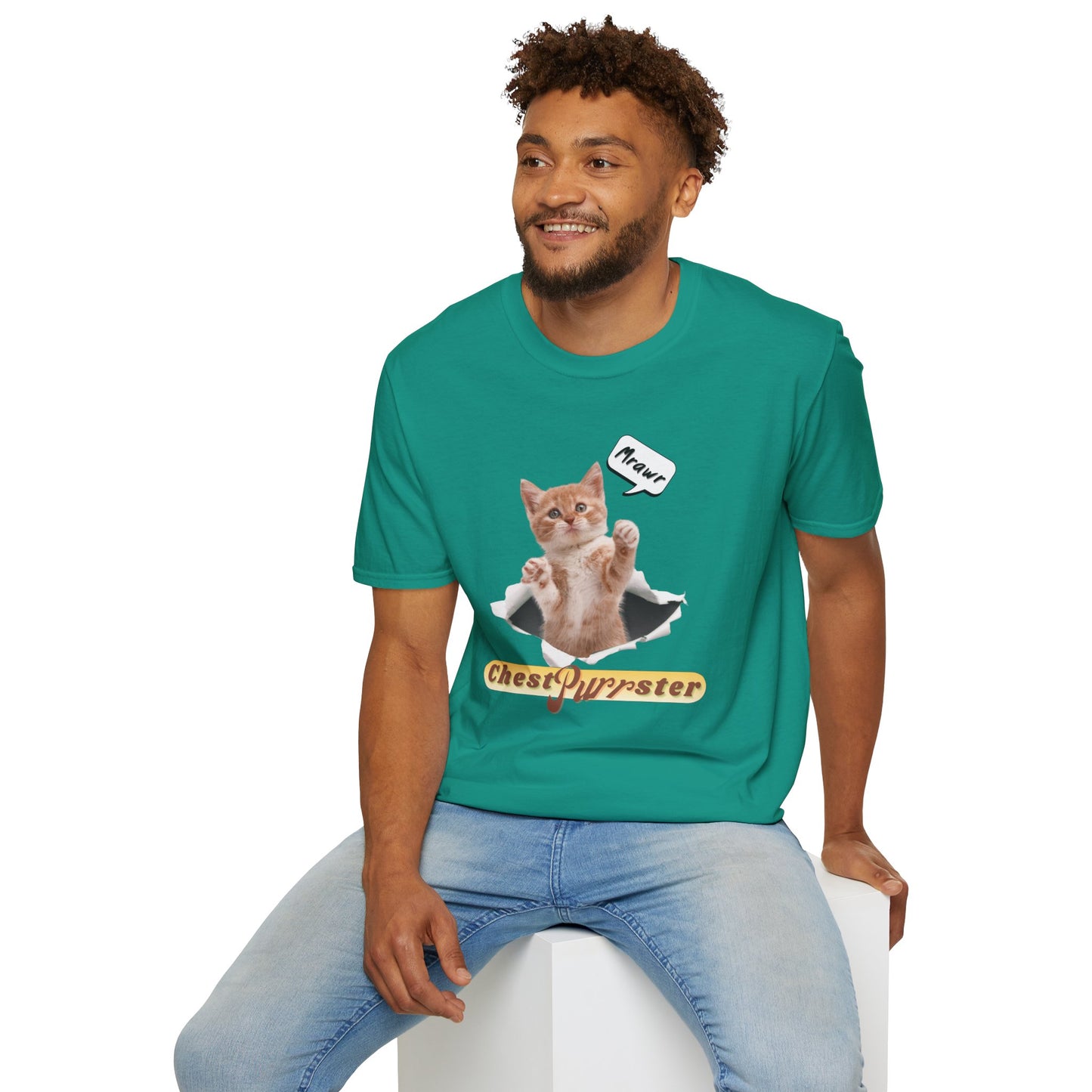 Cute Kitten ChestPurrster Pun - Unisex Softstyle T-Shirt