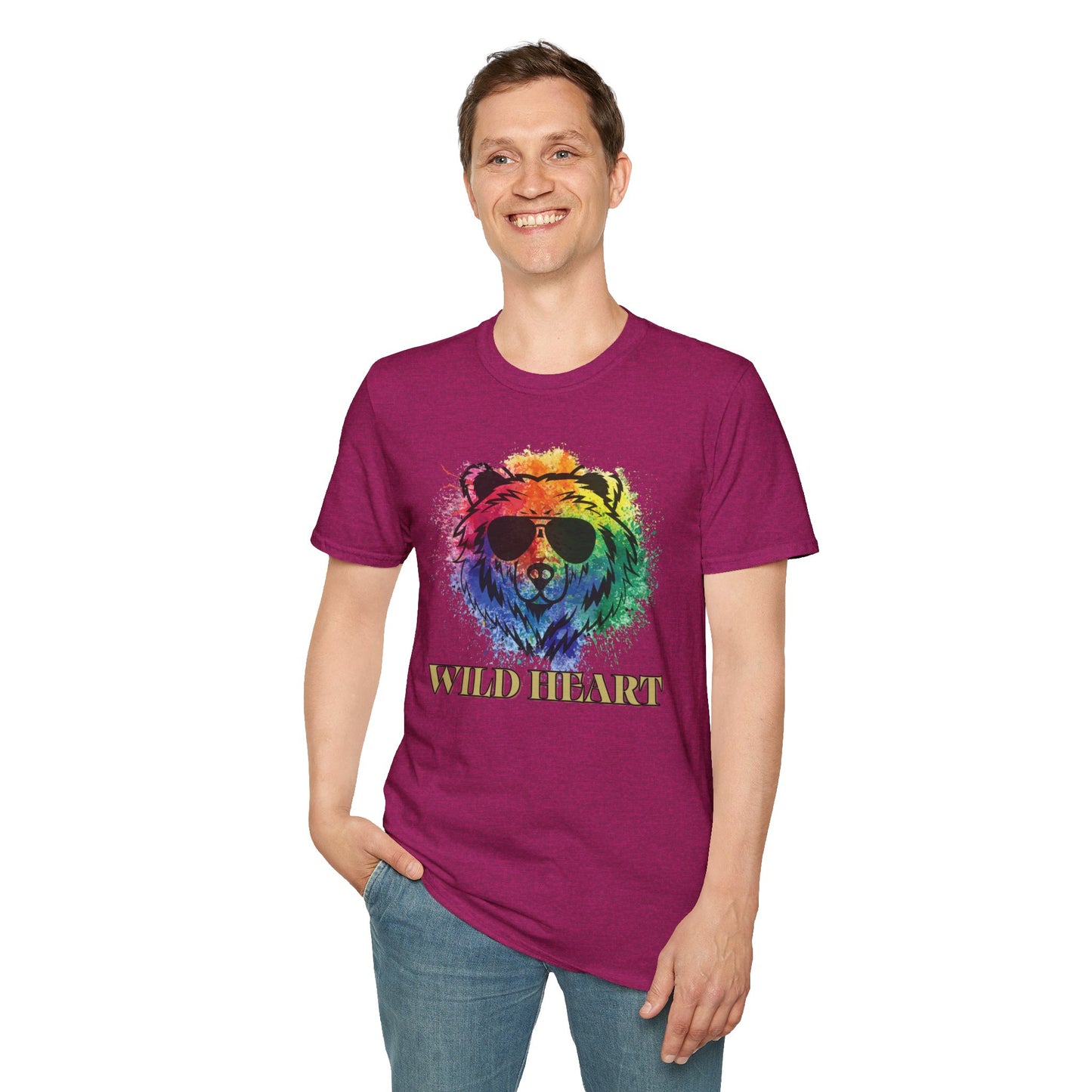 Wild Heart Collection - Bear Color Splash Unisex Softstyle Graphic T-Shirt