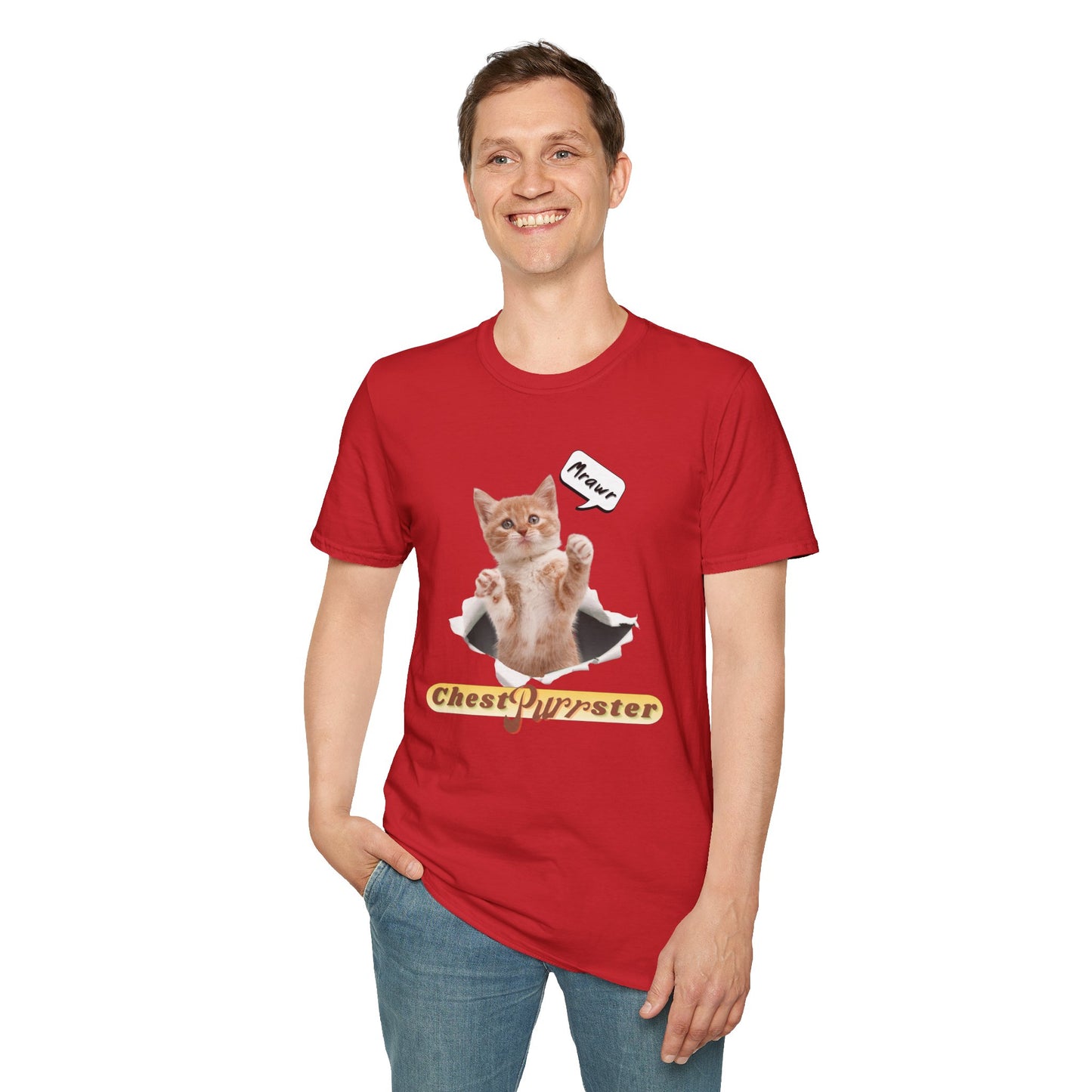 Cute Kitten ChestPurrster Pun - Unisex Softstyle T-Shirt