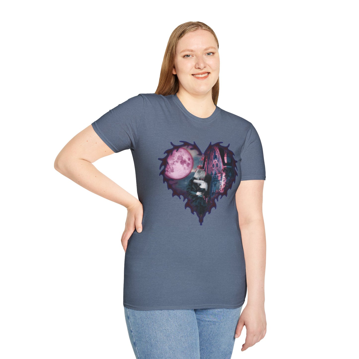 Gothic Couple Under the Moon - Unisex Softstyle T-Shirt