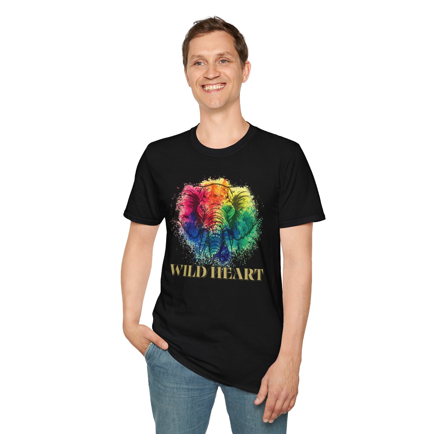 Wild Heart Collection - Elephant Color Splash Unisex Softstyle Graphic T-Shirt