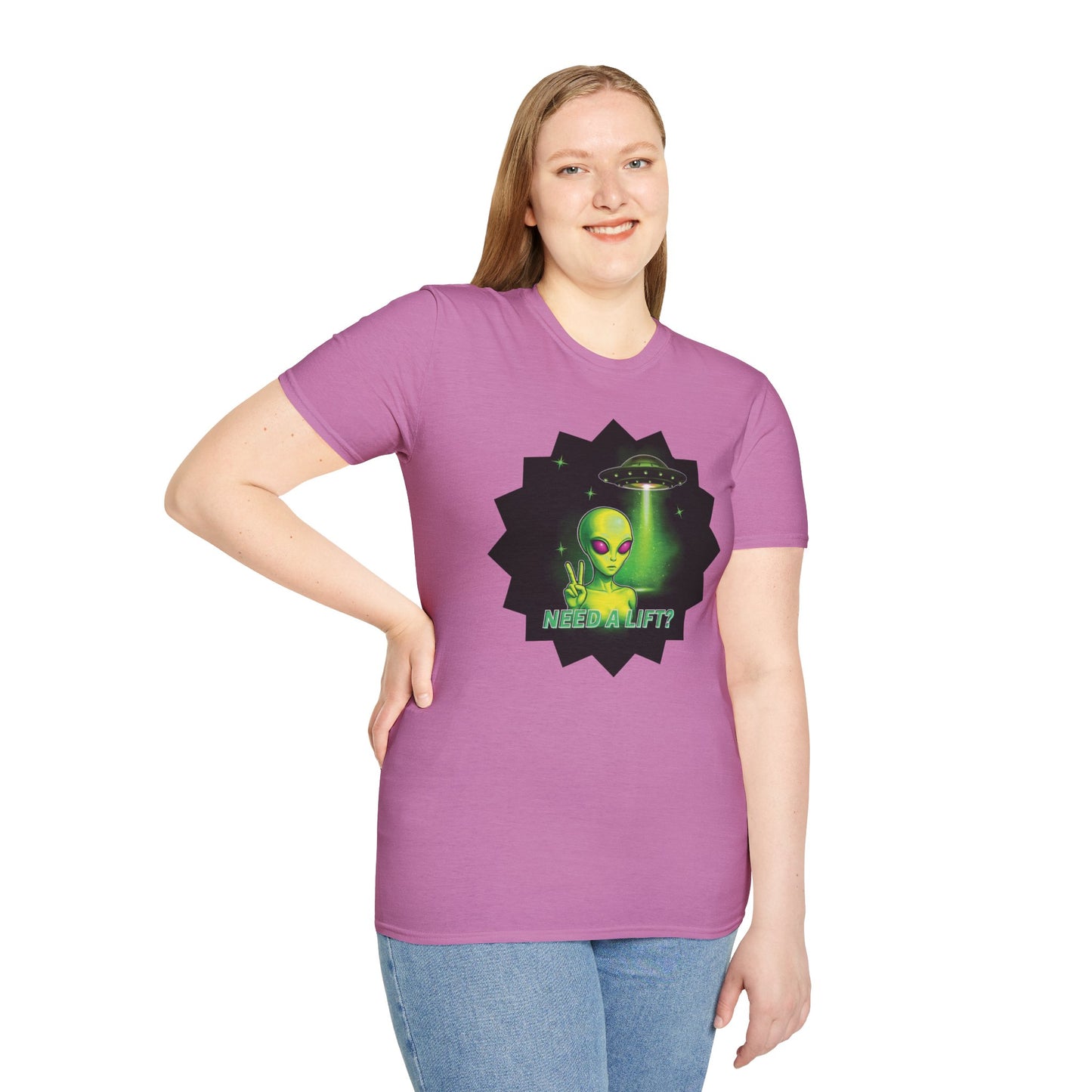 Cool Alien Peace Sign - Need a Lift - Unisex Softstyle T-Shirt
