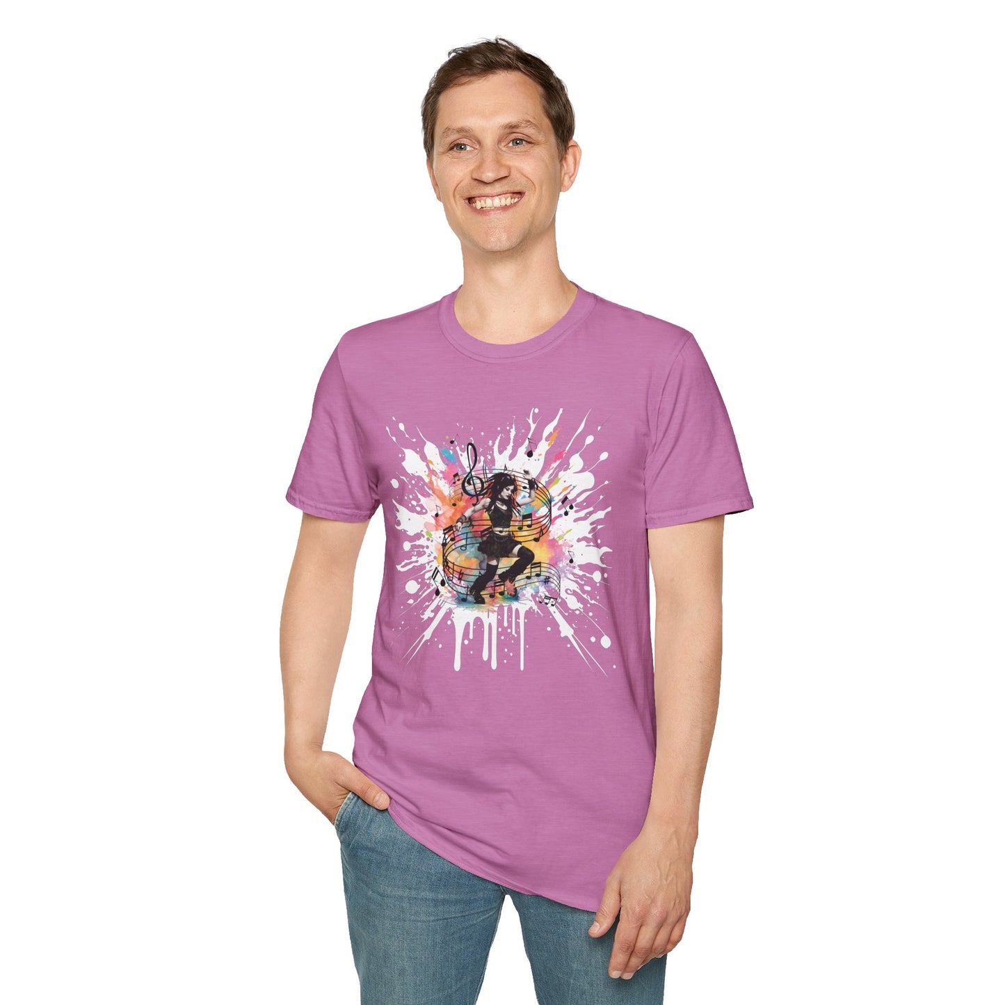 Colorful Music Brings Life Punk Dancer - Unisex Softstyle T-Shirt