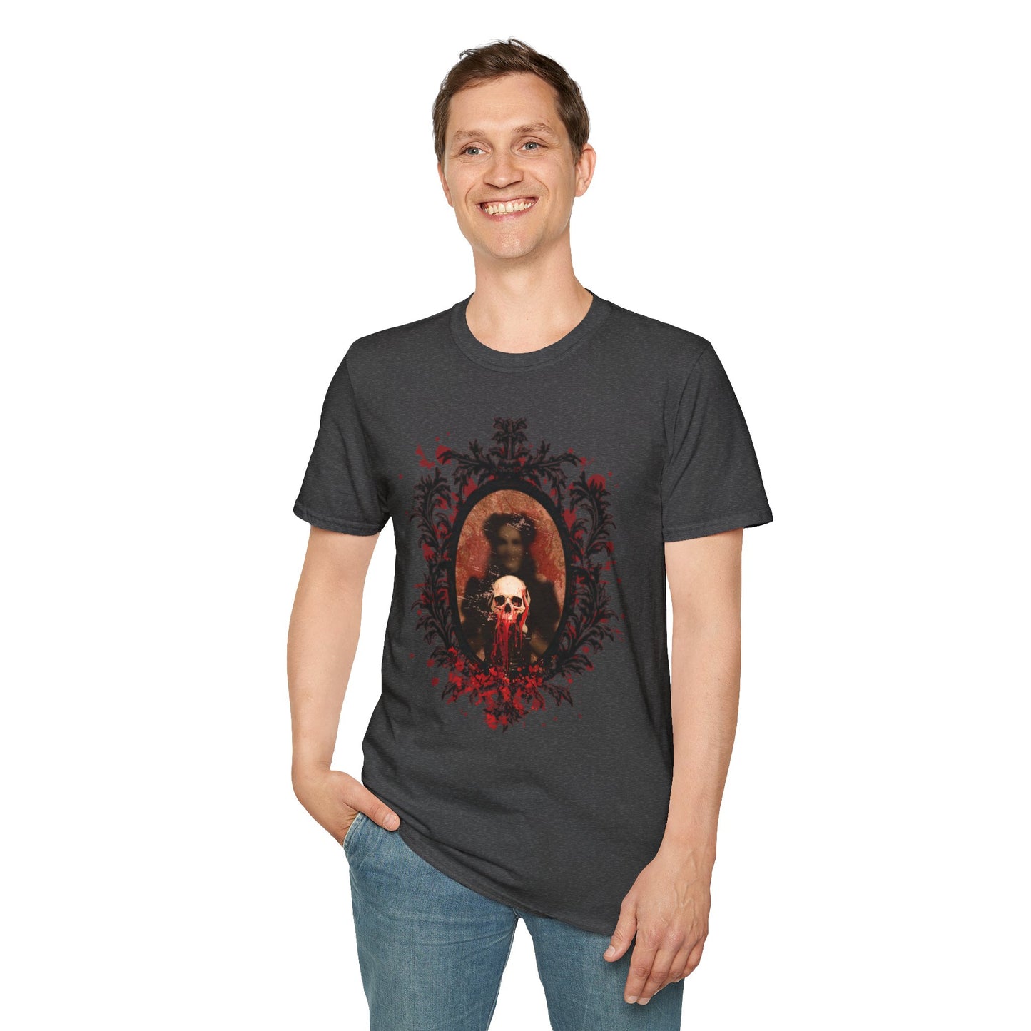 Vintage Gothic Skull Frame - Unisex Softstyle T-Shirt