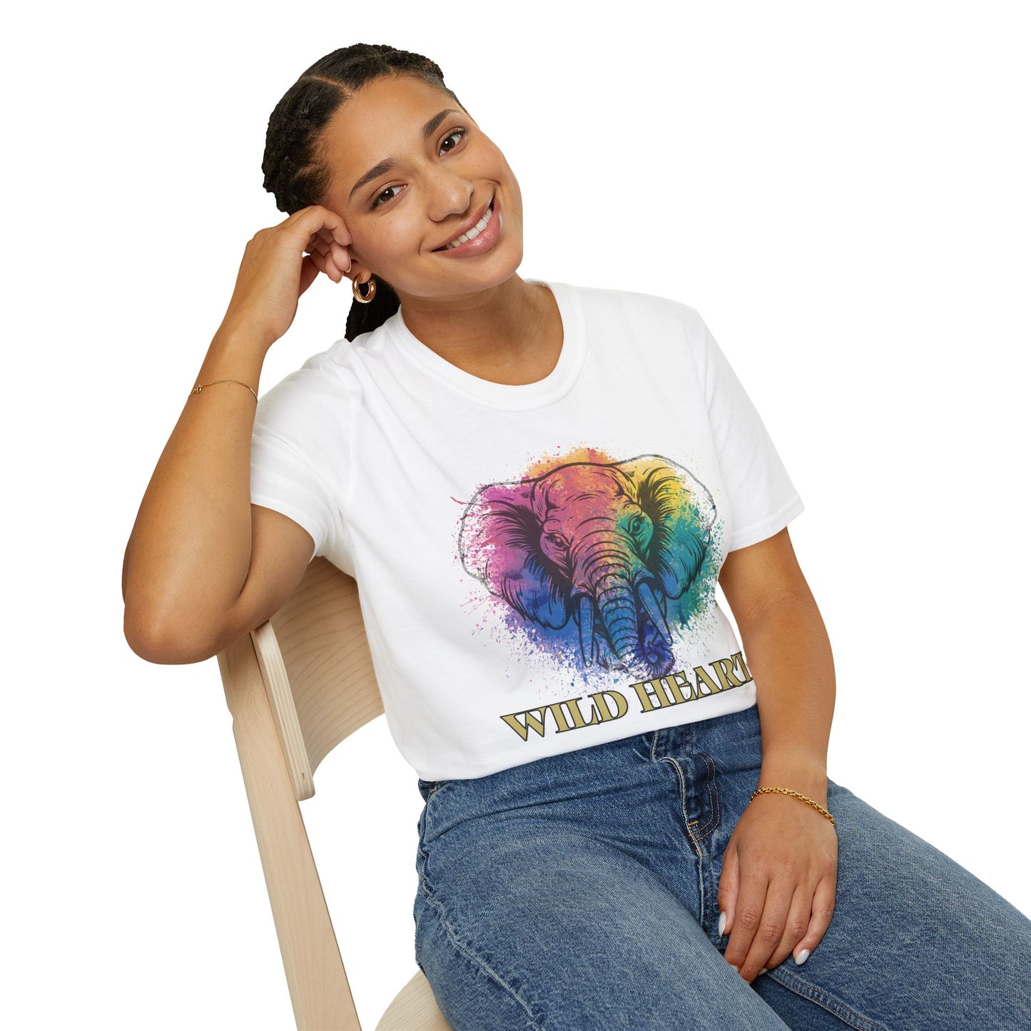 Wild Heart Collection - Elephant Color Splash Unisex Softstyle Graphic T-Shirt