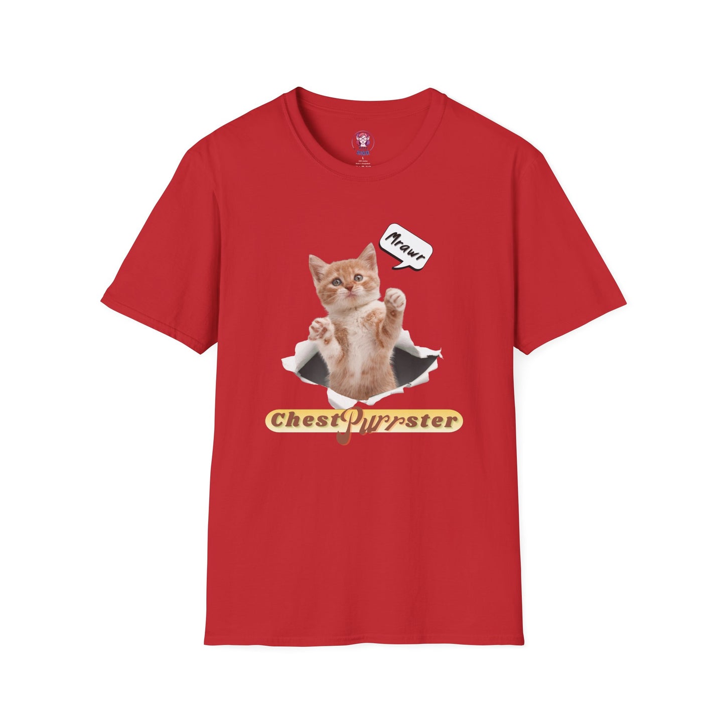Cute Kitten ChestPurrster Pun - Unisex Softstyle T-Shirt